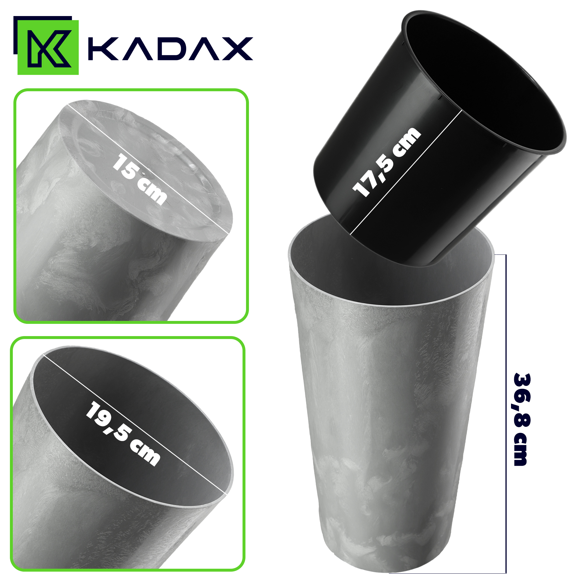 Doniczka na kwiaty Merag 20cm szary beton