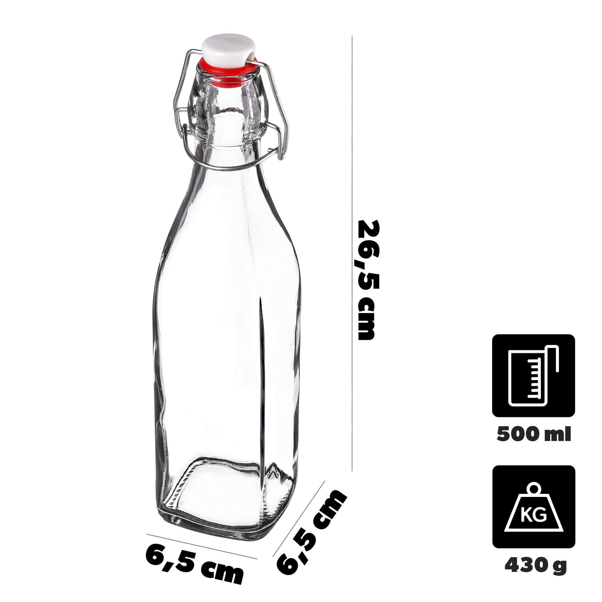 Szklana butelka z korkiem Tore 500 ml