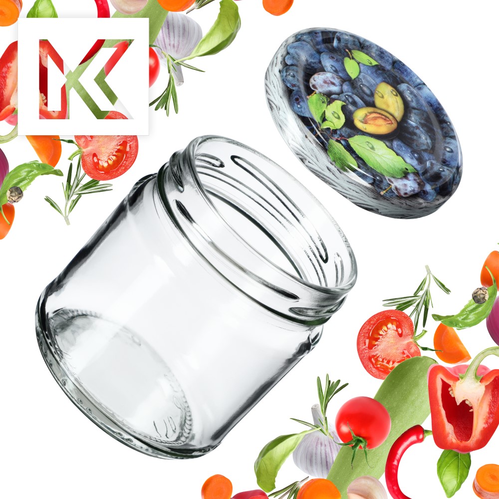 Słoiki na przetwory Lerma 200ml 100szt fi 66 mm + wieczka "Śliwki"