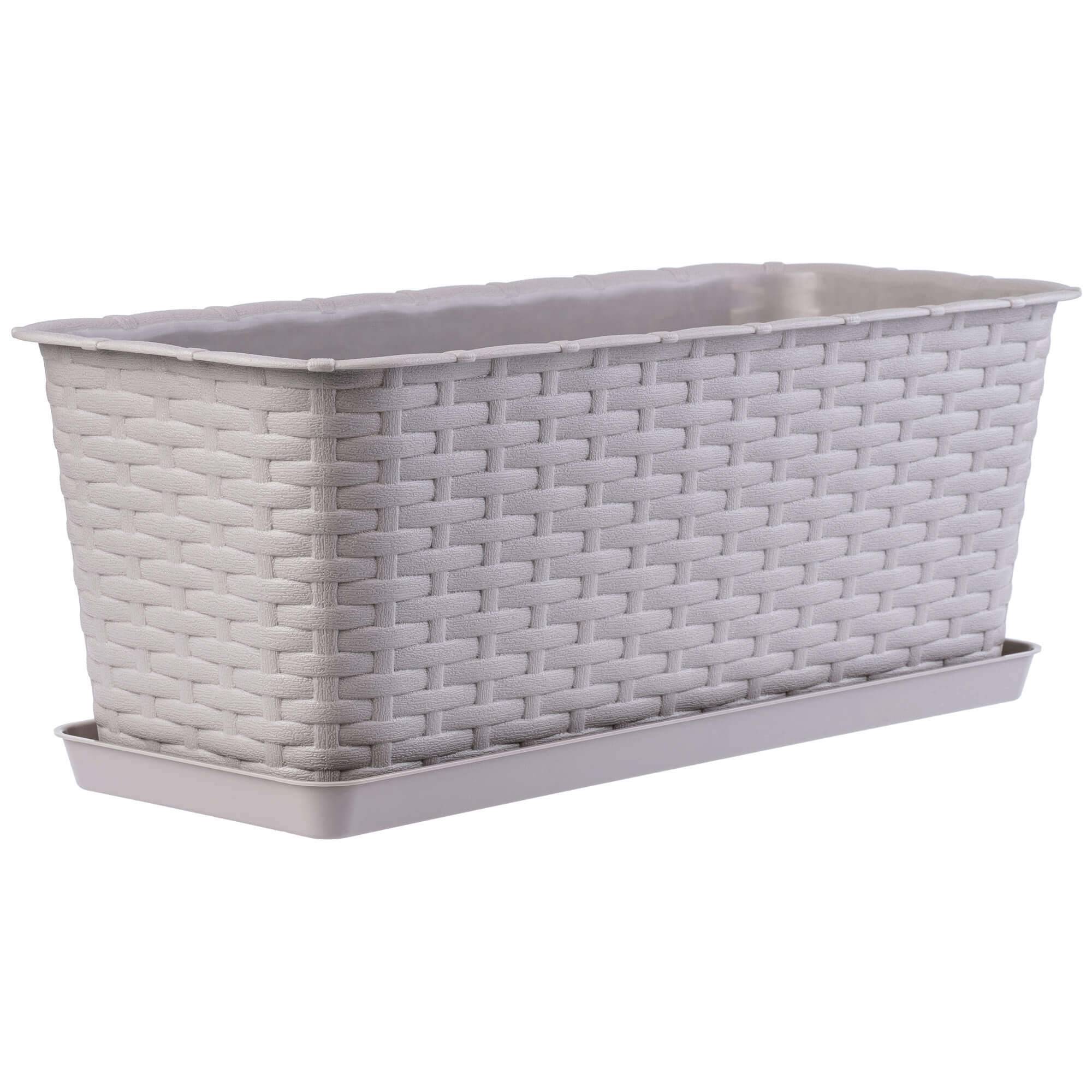 Doniczka balkonowa rattanowa z podstawką Frette 40 cm, karmelowa