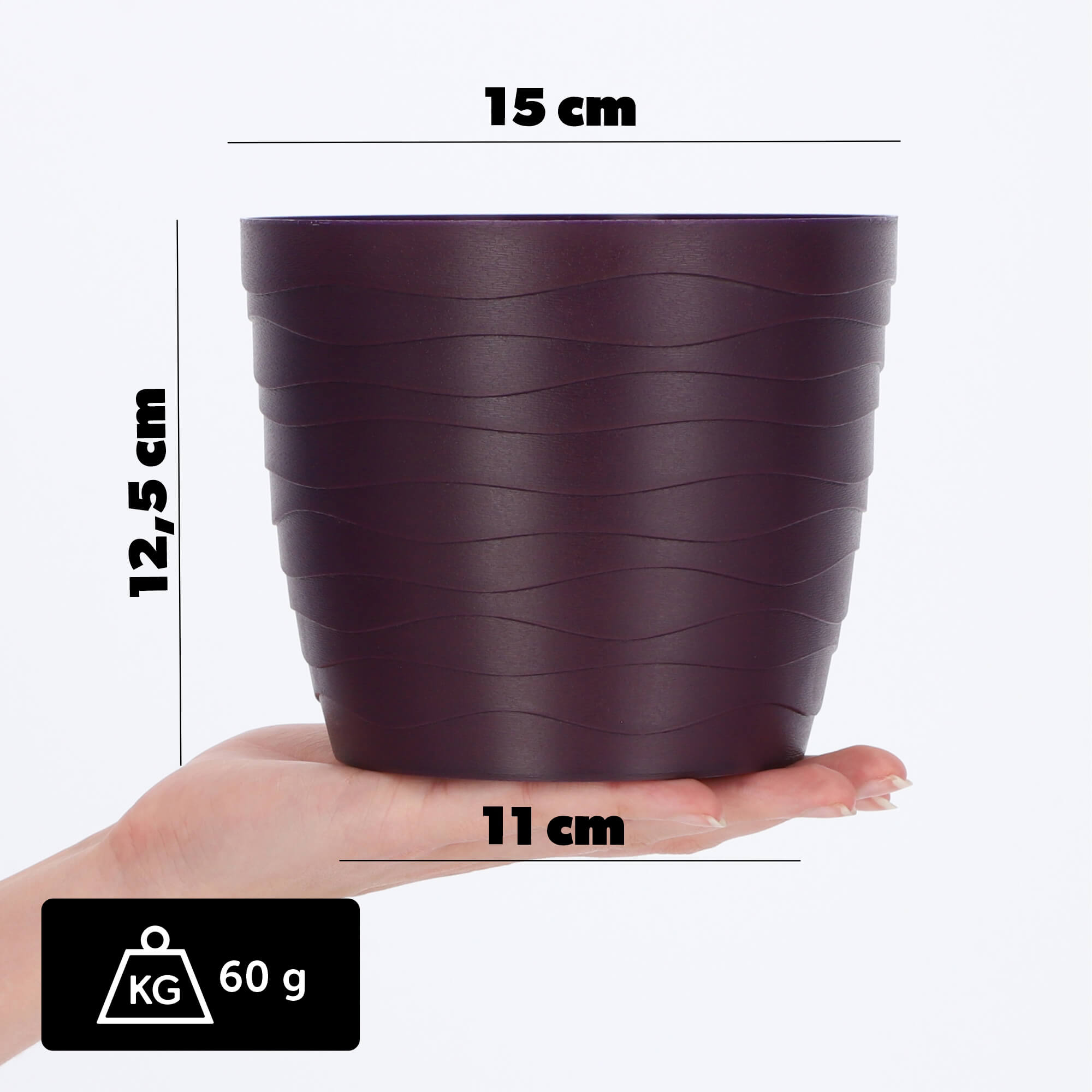 Doniczka okrągła Ufra 15 cm, śliwka