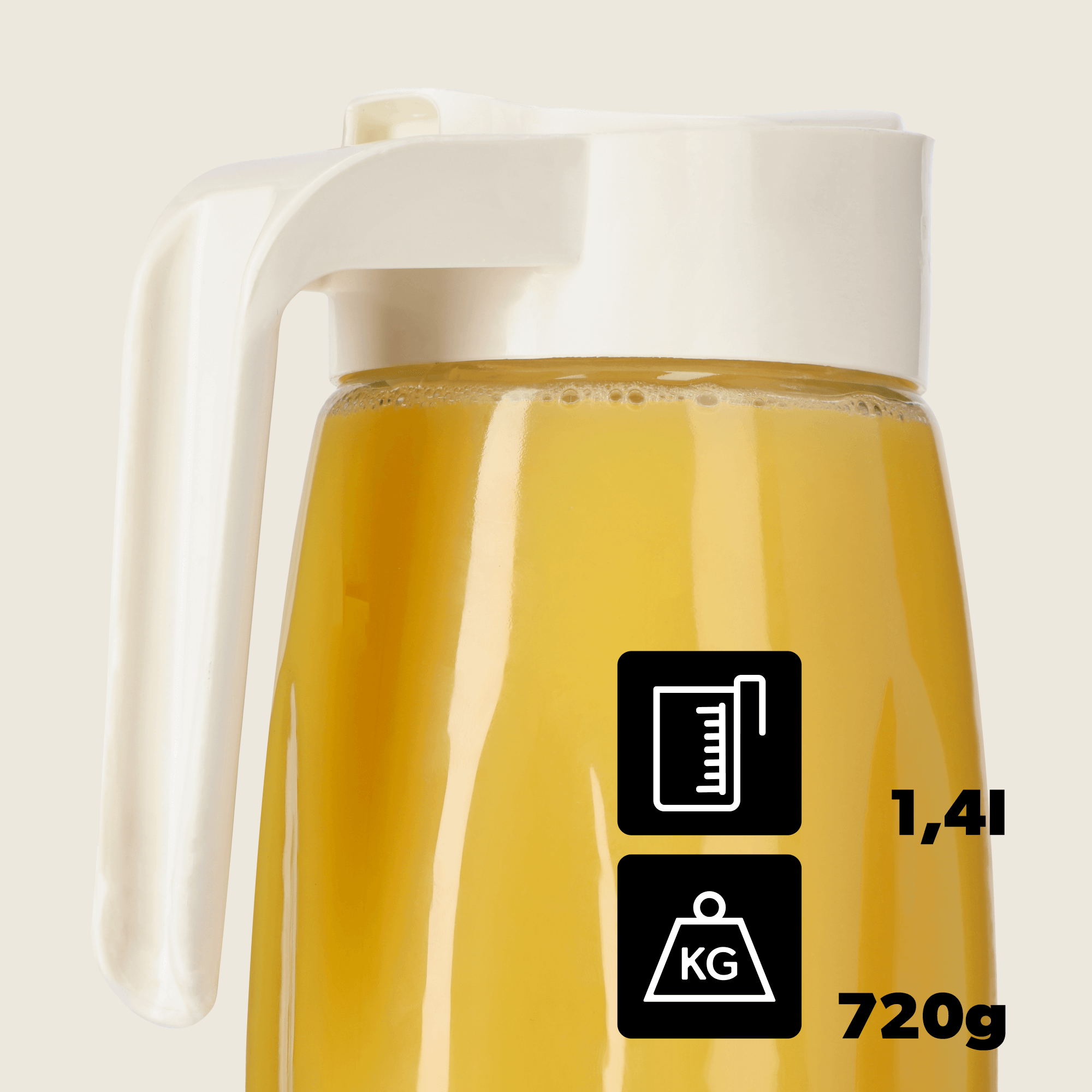 Dzbanek Rives z pokrywką do soku i zimnych napojów 1,4L kremowy