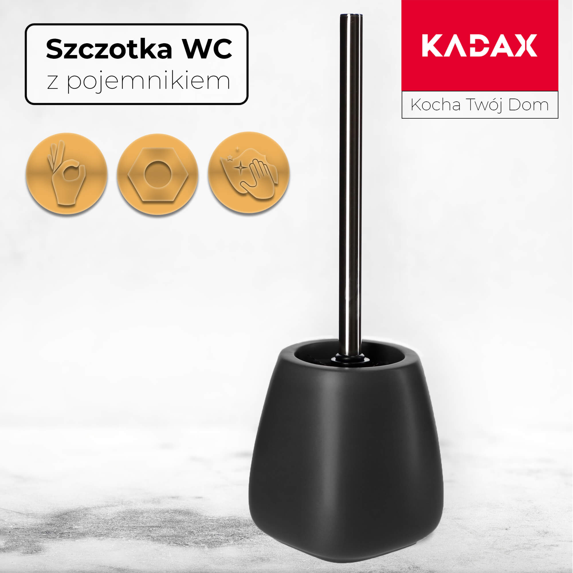Szczotka do WC Palmi z pojemnikiem 36 cm, czarna