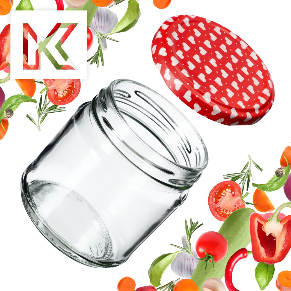 Słoiki na przetwory Lerma 200ml 10szt fi 66 mm + wieczka "Serca"