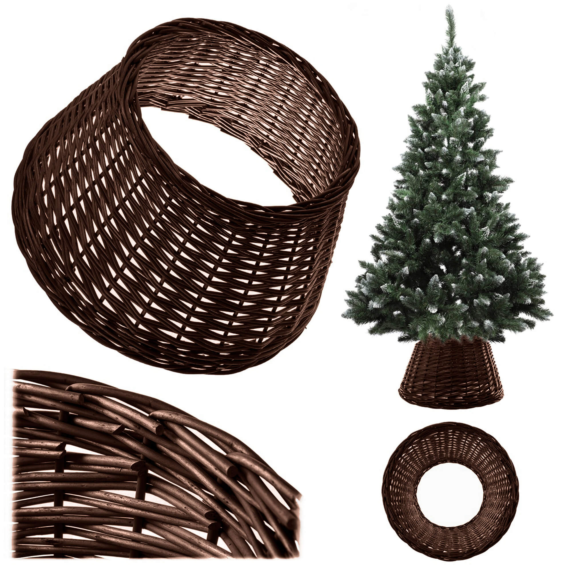 Osłona wiklinowa choinkowa naturalna Aliano 46.5cm ciemna