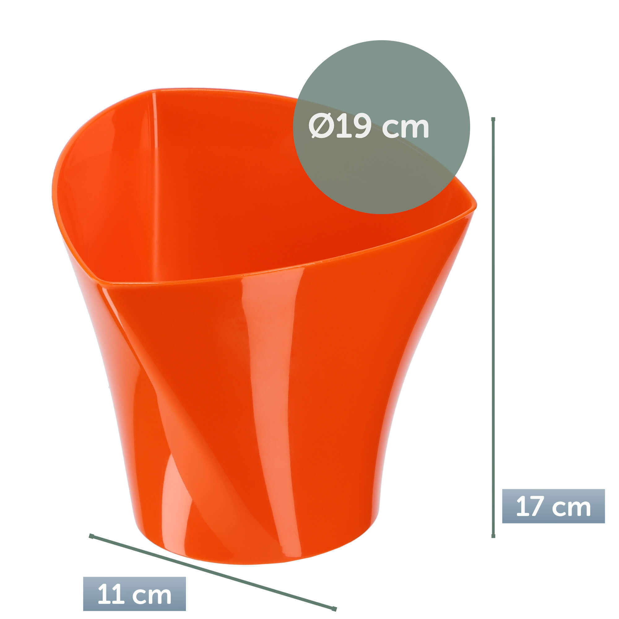 Doniczka asymetryczna 19 cm, pomarańczowa