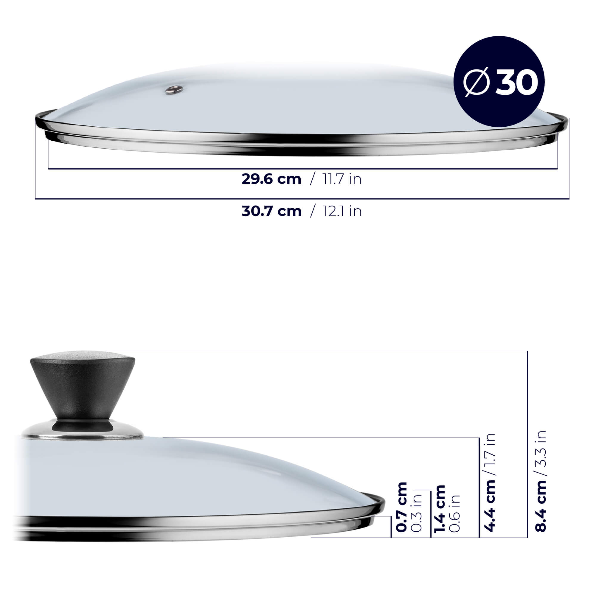 Zestaw pokryw żaroodpornych Taranto 22,26,30 cm