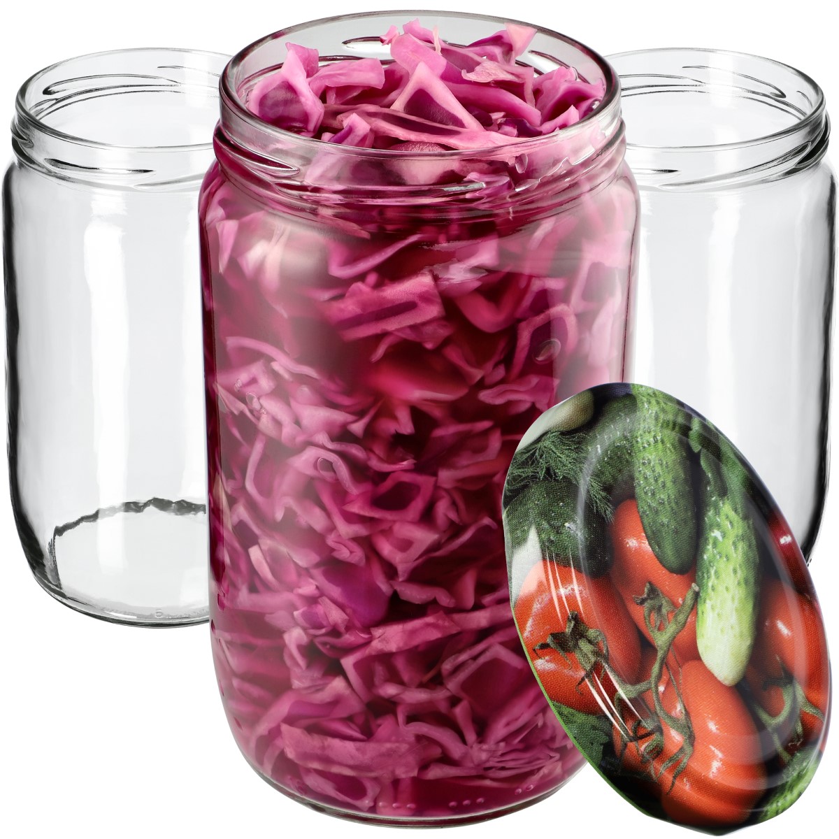 Słoik na przetworyi Niva 720ml 48szt fi 82 mm + wieczka "Warzywa"