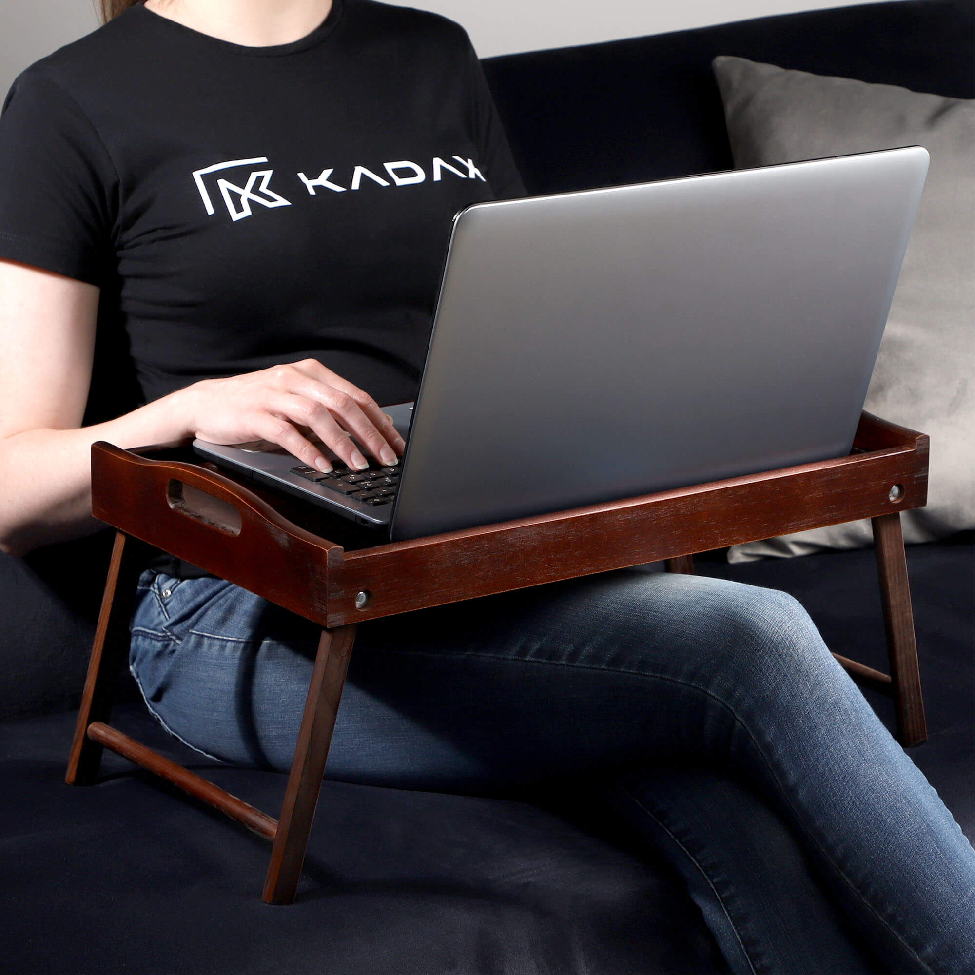 Stolik śniadaniowy Solia, pod laptopa, 50 cm, ciemny brąz