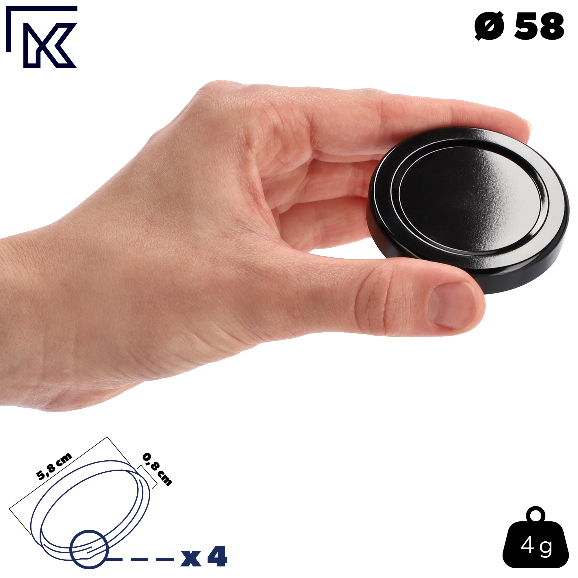 Metalowe wieczka do słoików 10szt fi 58mm czarne
