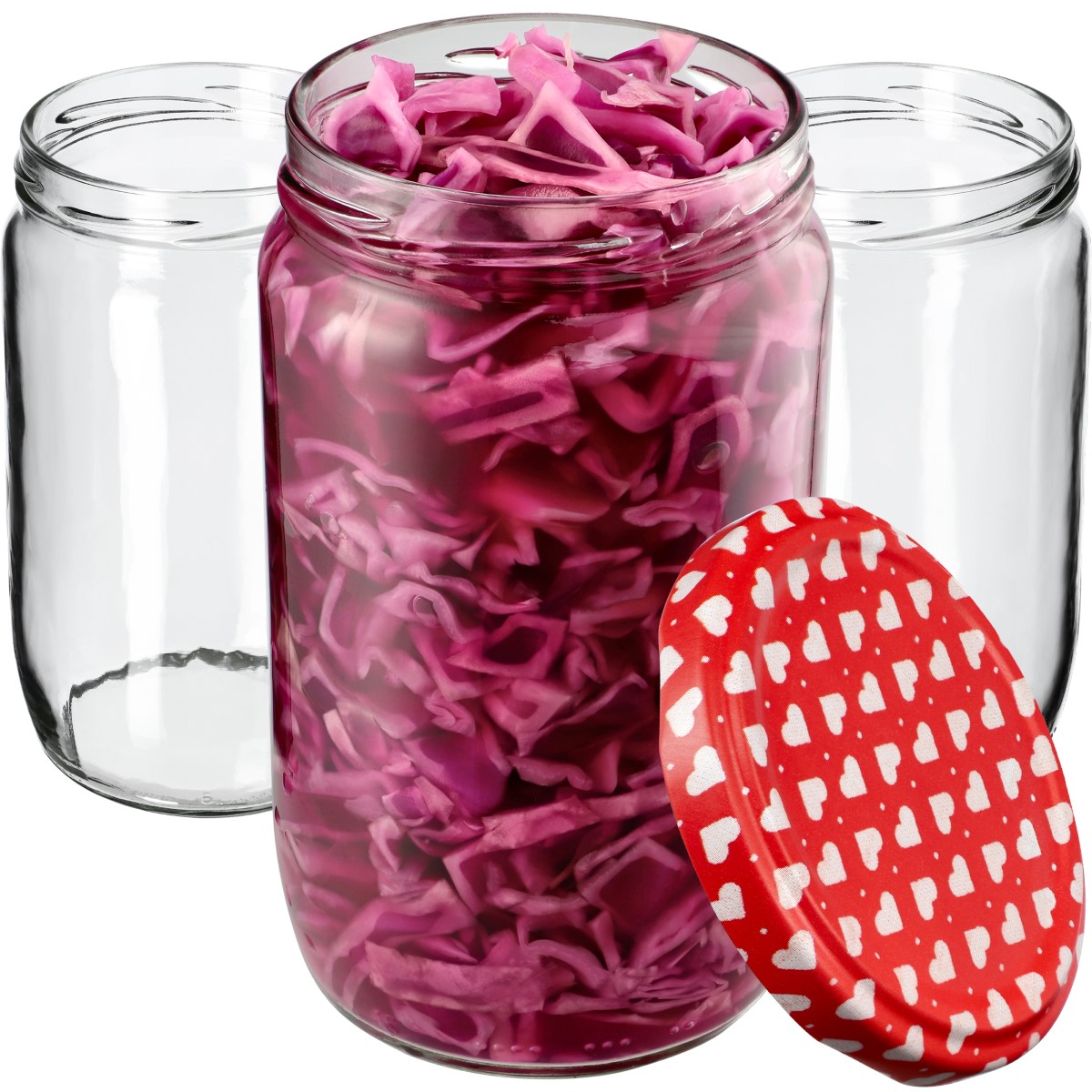 Słoiki na przetwory Niva 720ml 24szt fi 82 mm + wieczka "Serca"