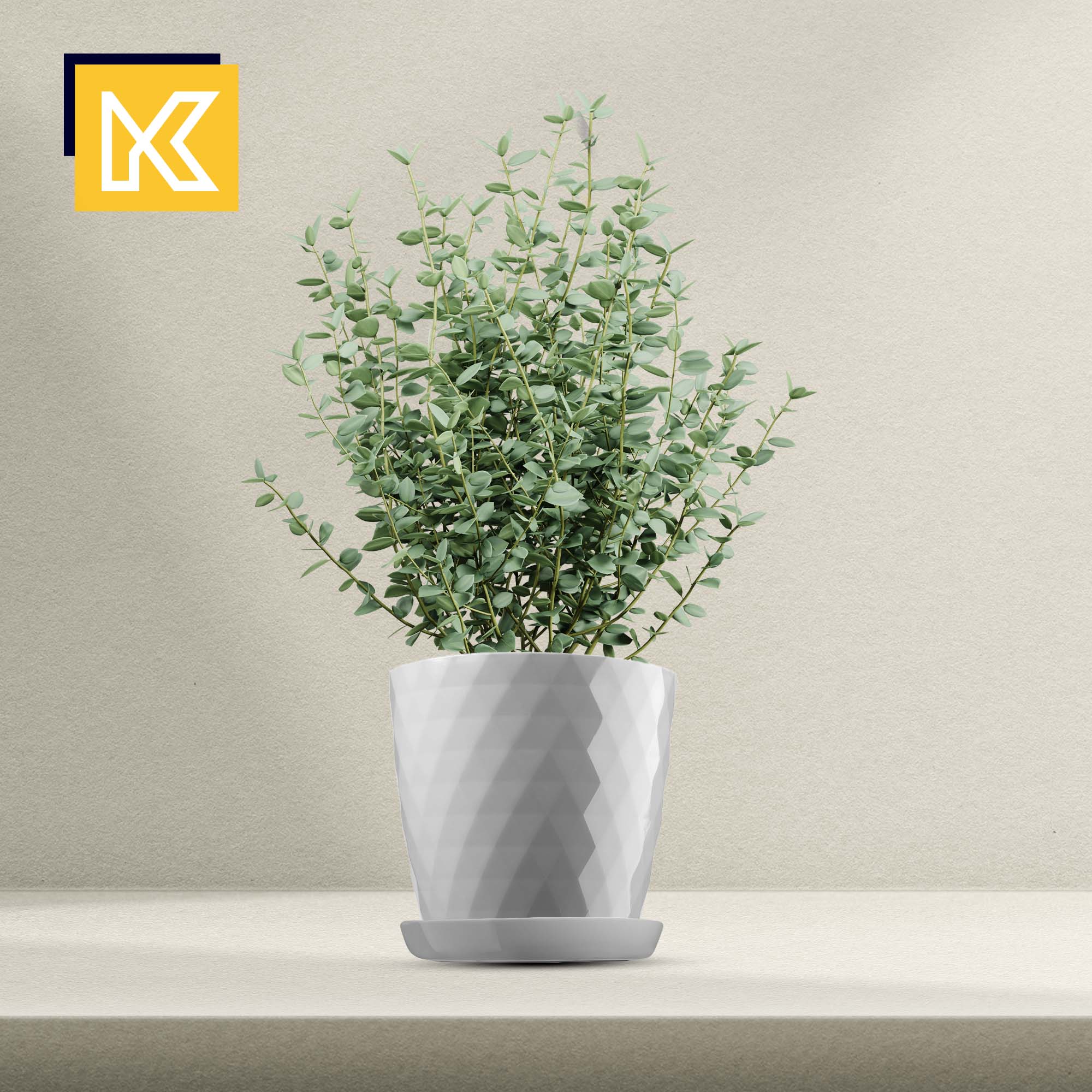 Doniczka na kwiaty z podstawką szara Amily 25 cm, 3 szt.