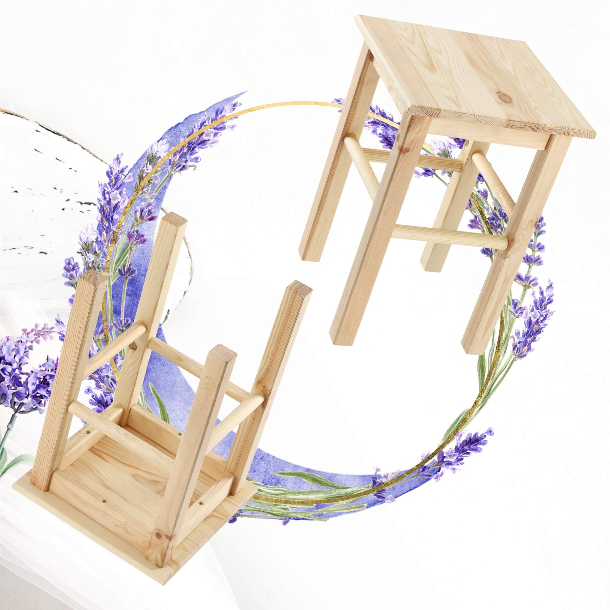 Drewniany taboret kuchenny Falun 44 x 30 cm