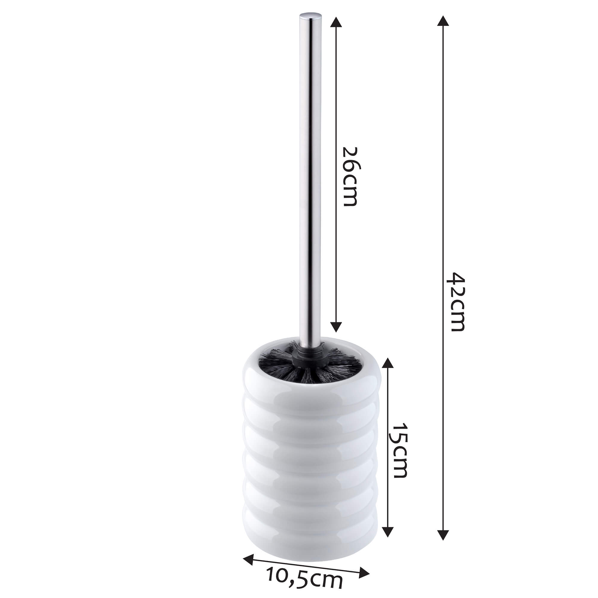 Szczotka do WC Sabres z pojemnikiem 42 cm, biała