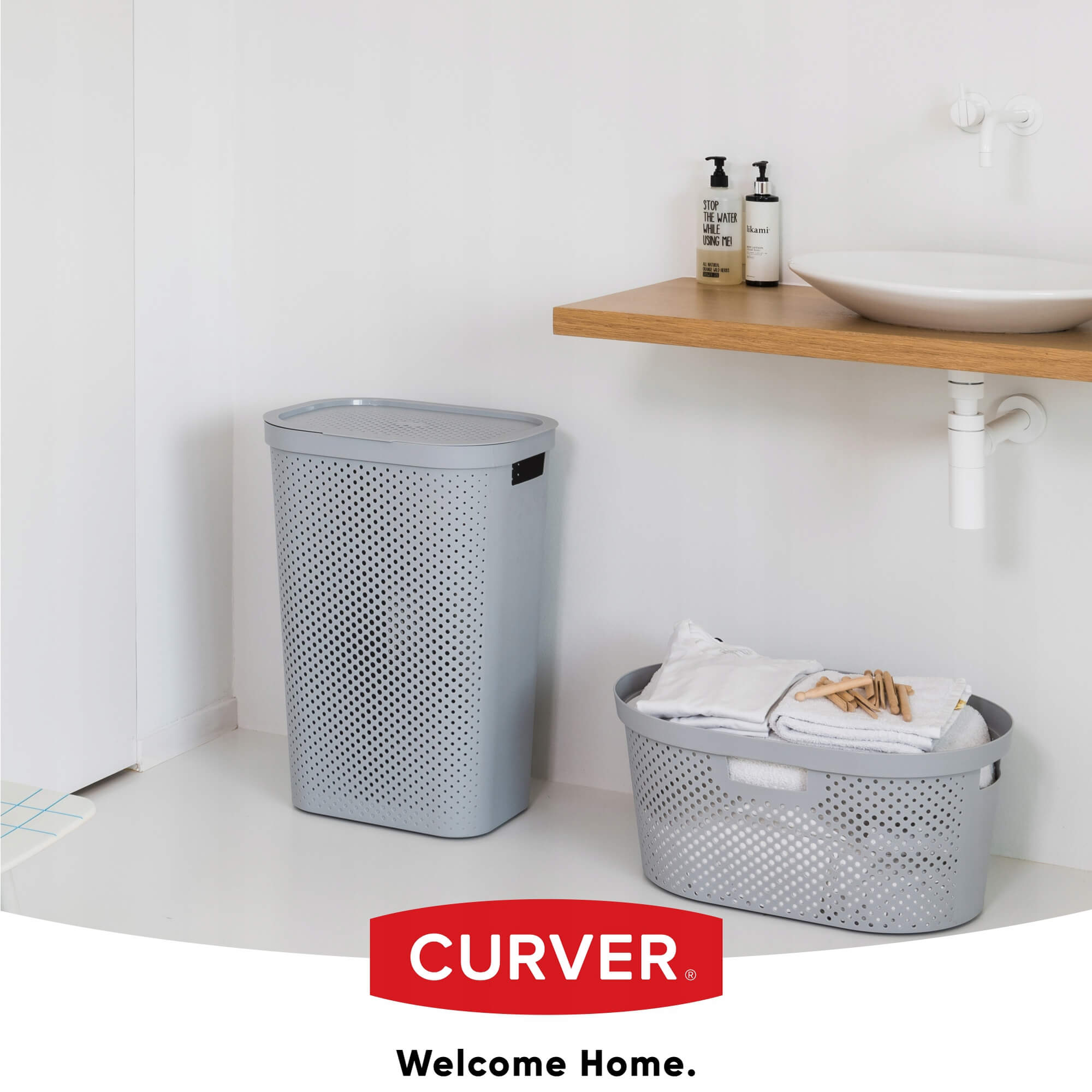 Kosze z pokrywą Curver Infinity 60L mix kolorów, 2 szt. popielaty