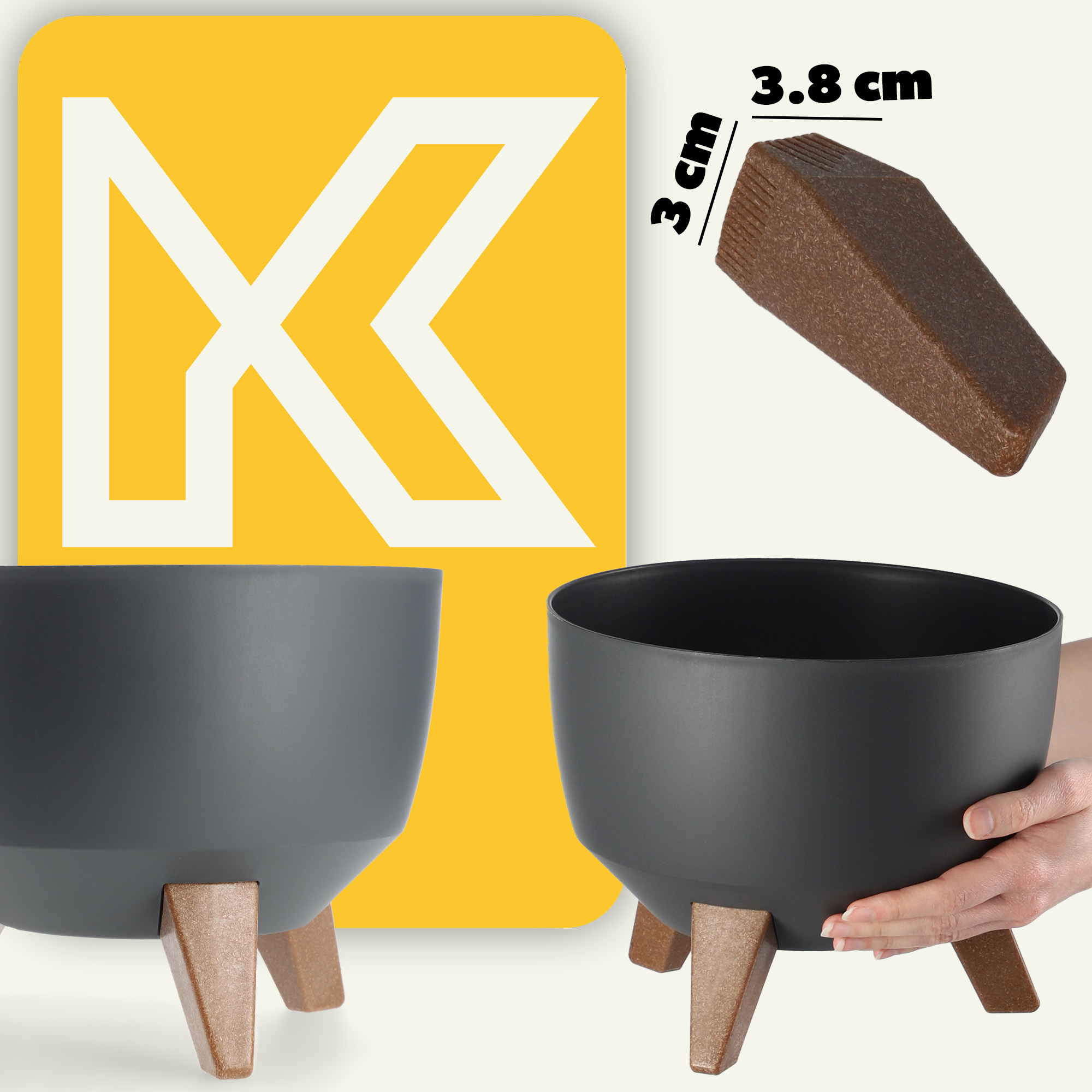 Misa na kwiaty z nóżkami Luri 24 cm, antracyt