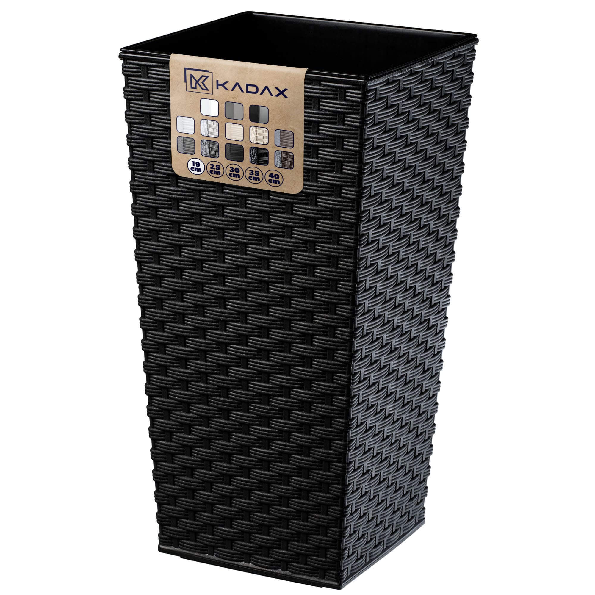 Donica na kwiaty z wkładem rattan Pesaro 19 cm, czarna