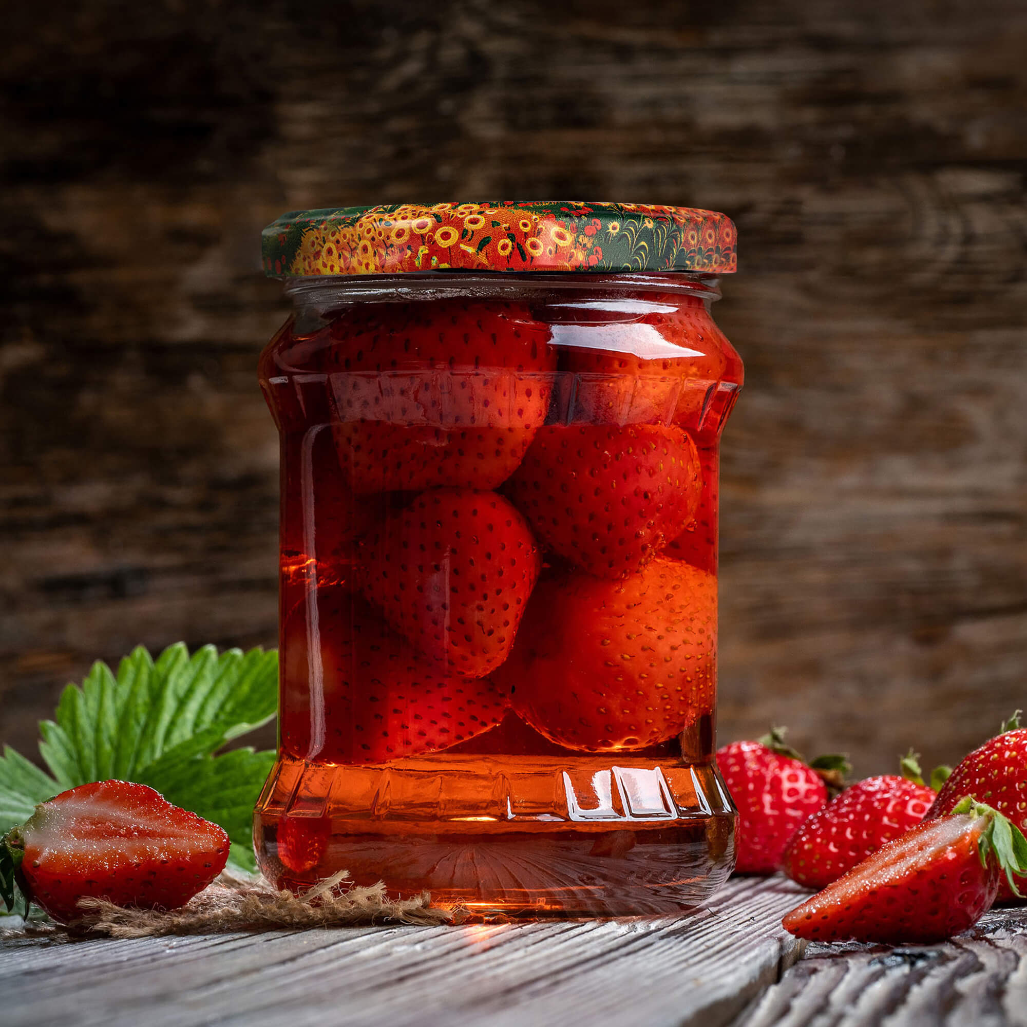Słoiki na przetwory Raja 300ml 10szt fi 82 mm + wieczka "Wiejski pejzaż"