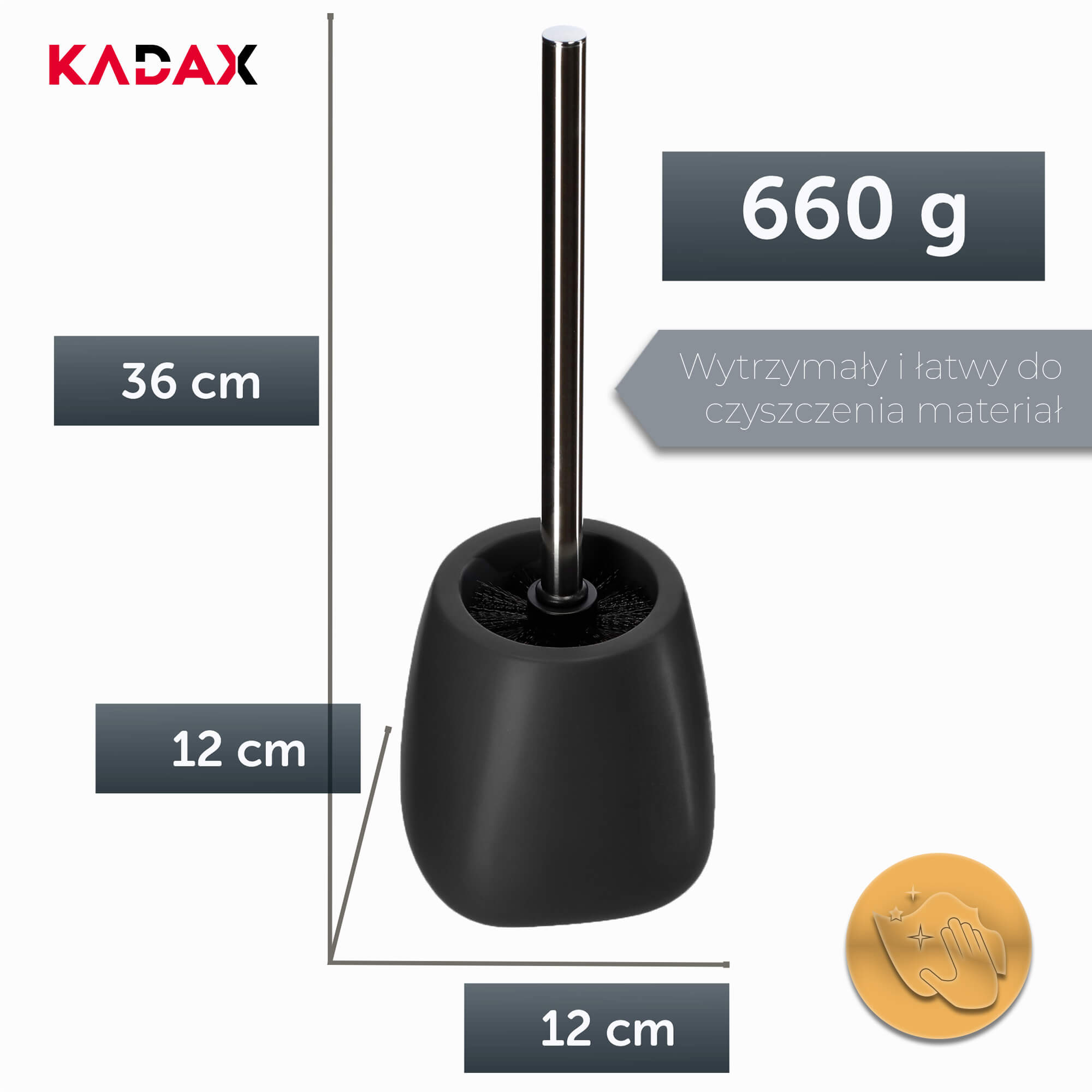 Szczotka do WC Palmi z pojemnikiem 36 cm, czarna