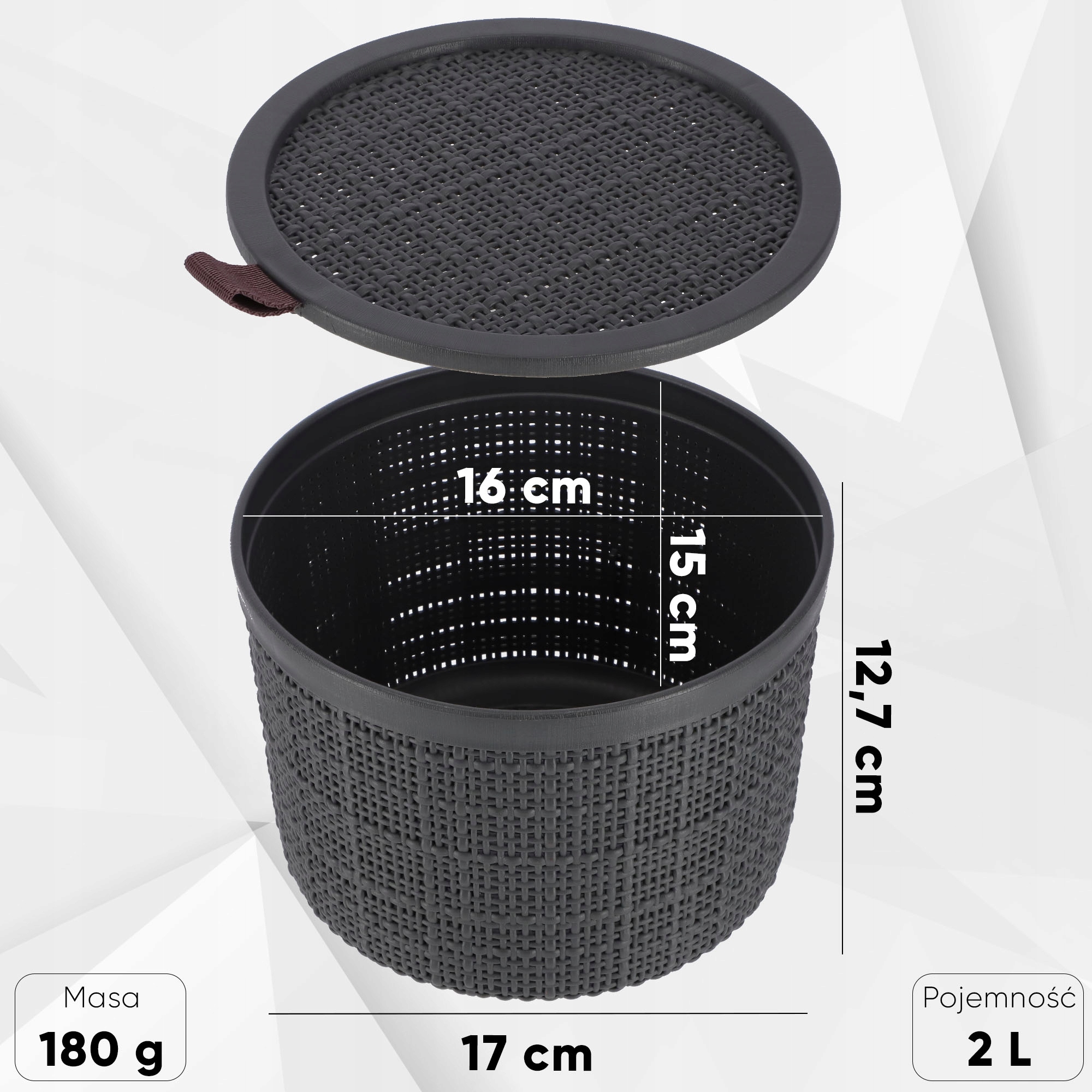 Pojemnik okrągły 2L Curver Jute, antracyt