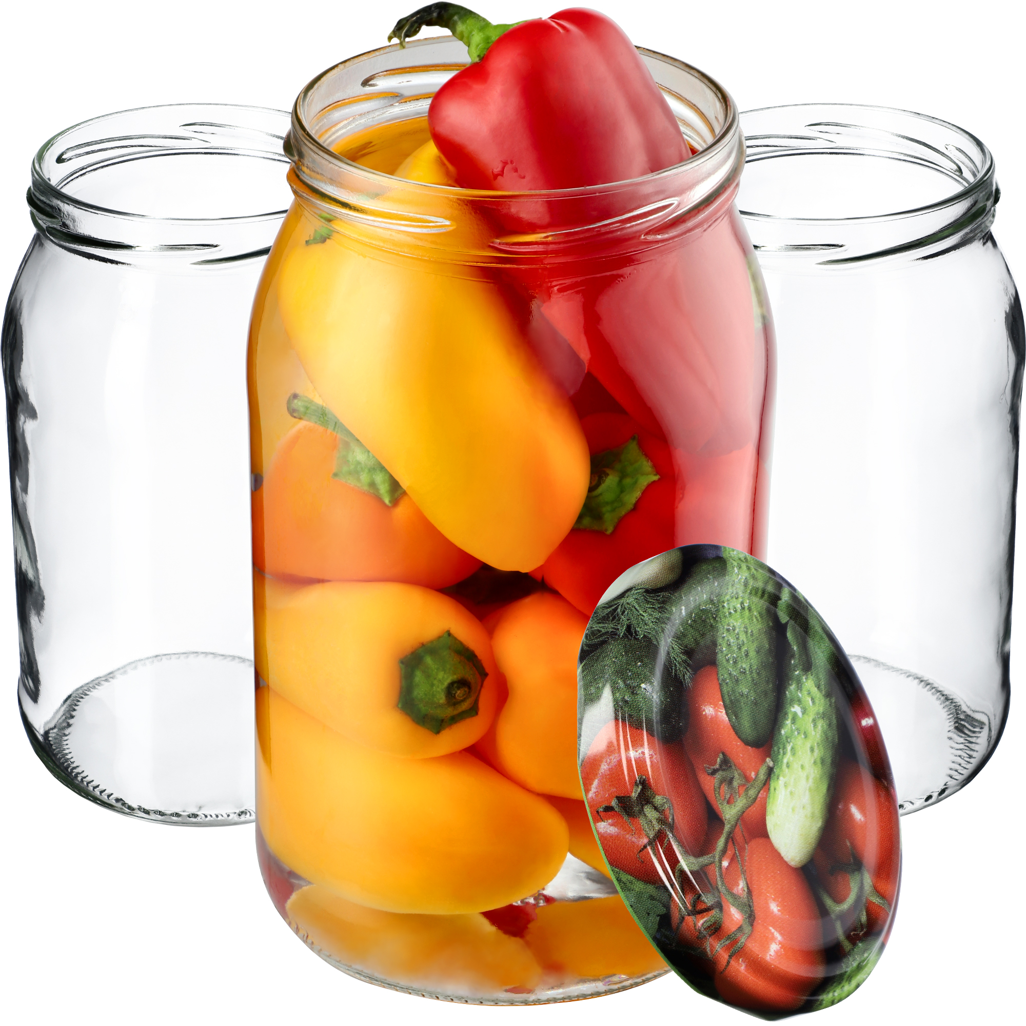 Słoiki na przetwory Simo 900ml 48szt fi 82 mm + wieczka "Warzywa"