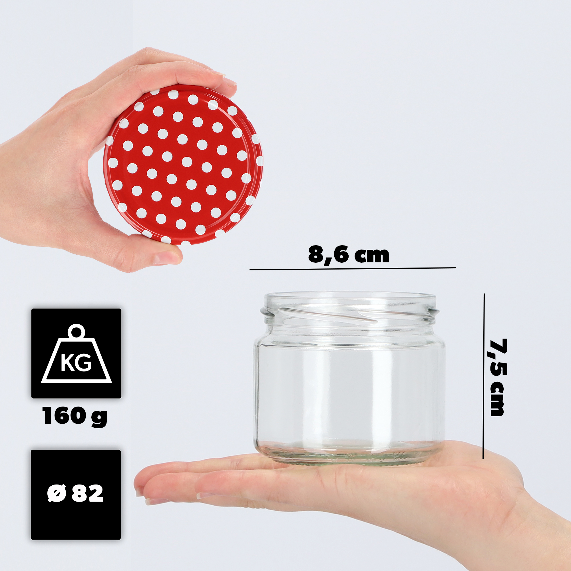 Słoiki na przetwory Sonka 330ml 10szt fi 82 mm + wieczka "Groszek czerwony"