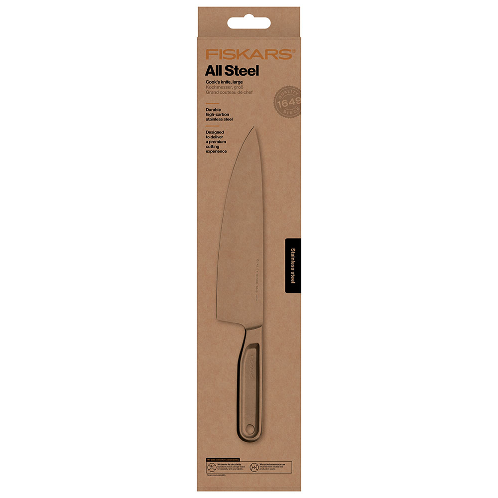 Fiskars 1062882 All Steel Nóż szefa kuchni, duży, 20 cm