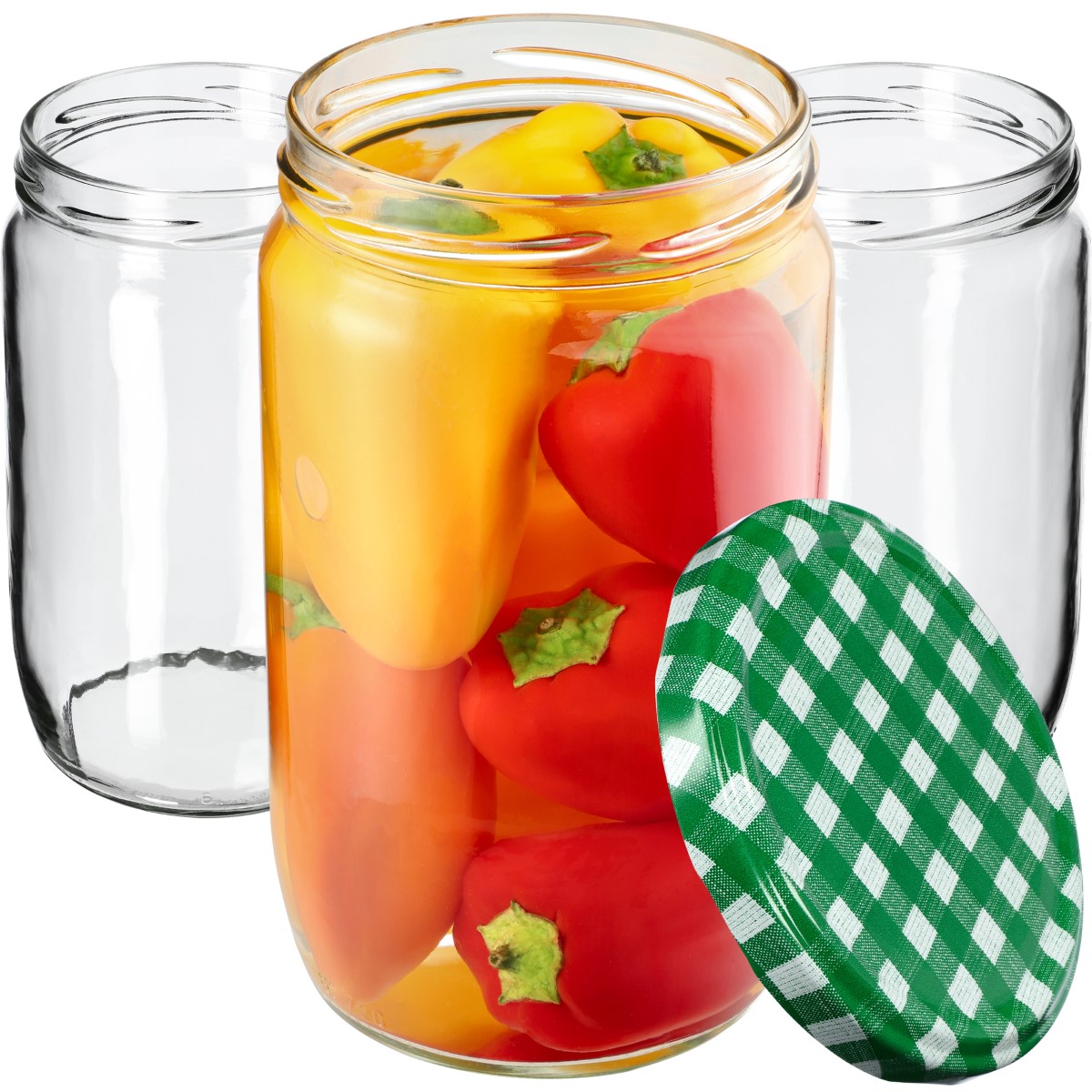 Słoiki na przetwory Niva 720ml 48szt fi 82 mm + wieczka "Zielona Krata"