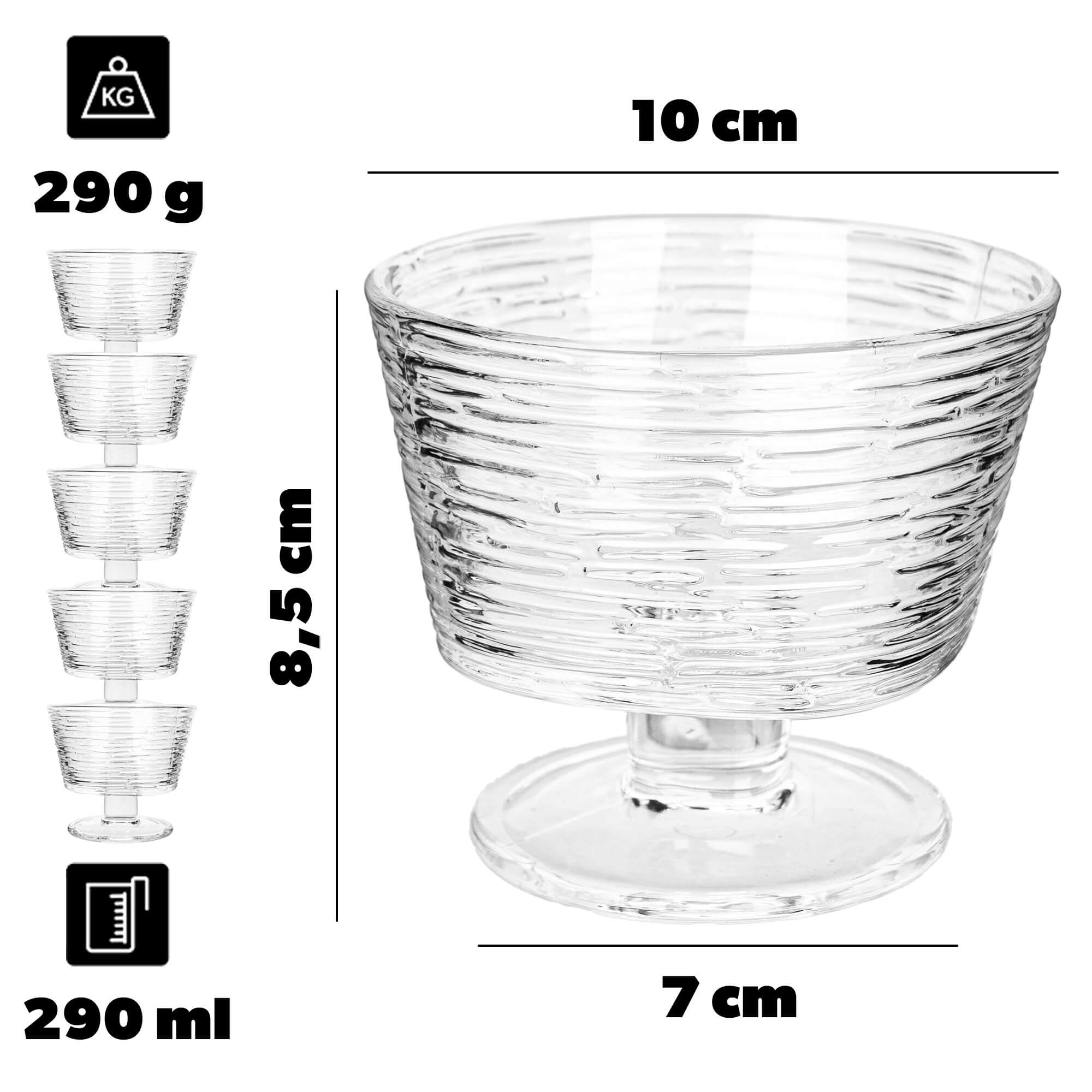 Pucharek do lodów Torza 290ml na nóżce wzór kora 6 szt.