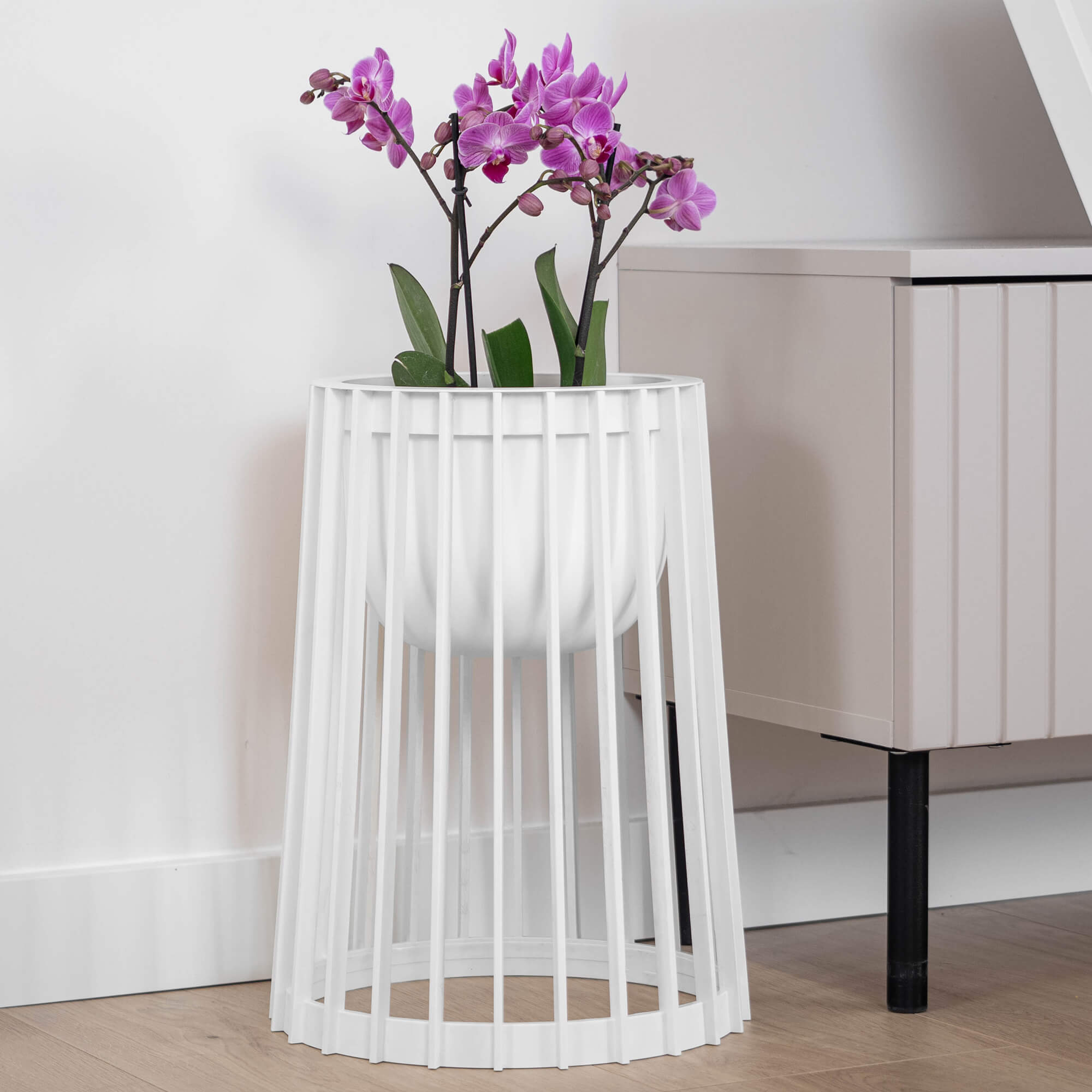 Kwietnik dwustronny Aytre 54 cm biały + wkład
