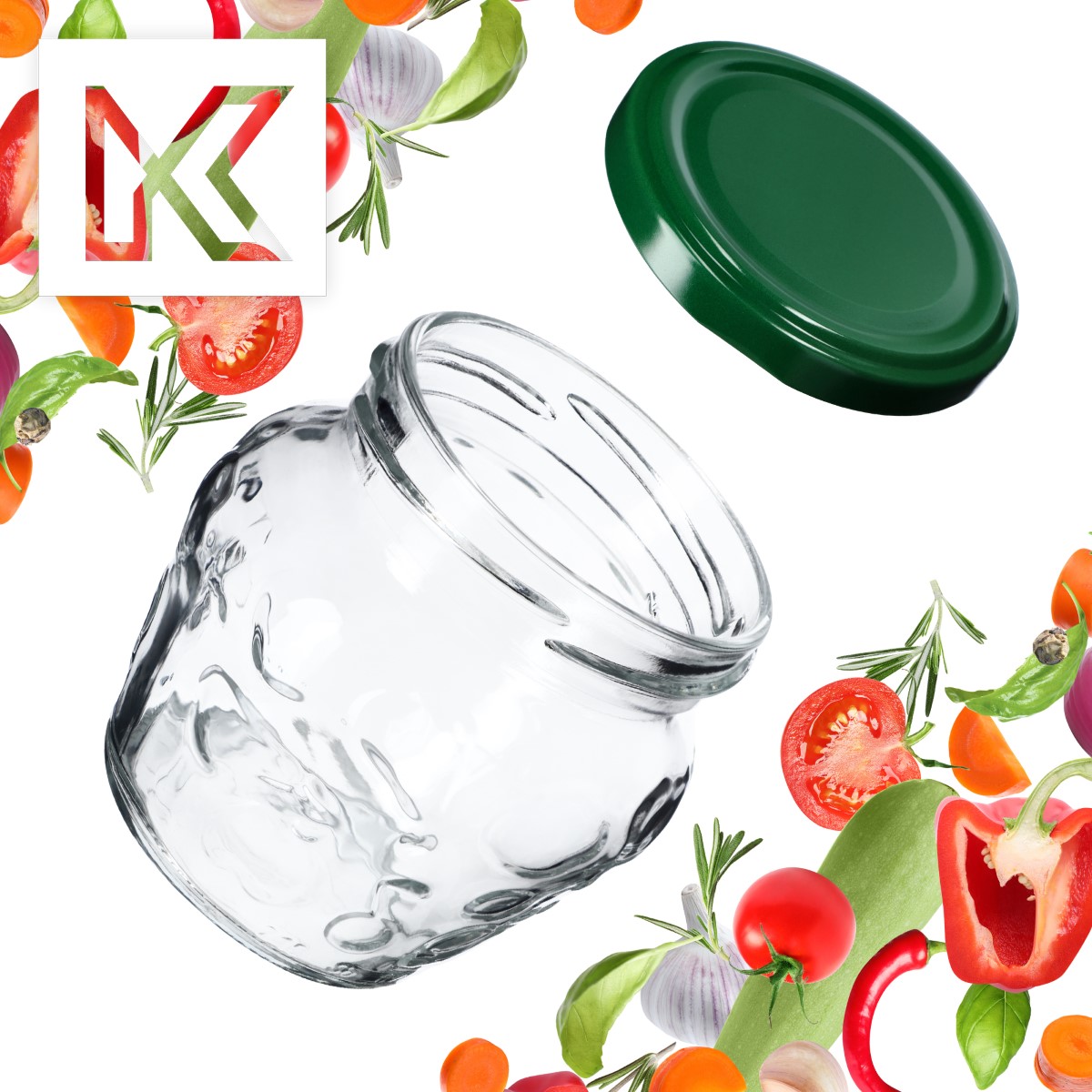 Słoiki Kemi 200ml 20szt fi 66 mm + wieczka zielone