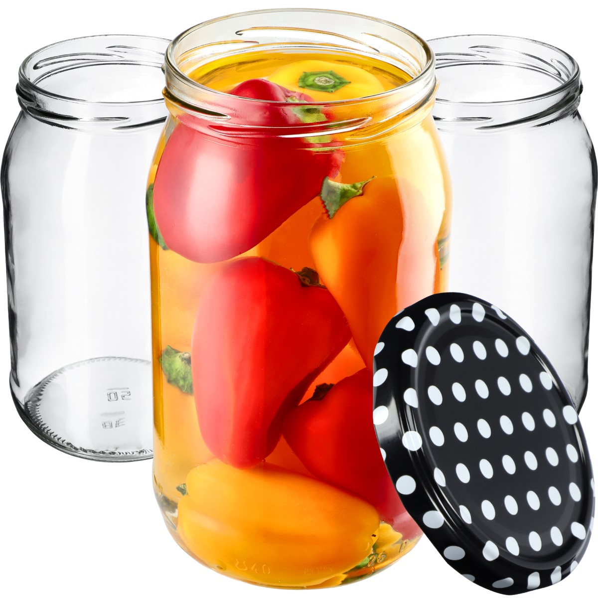 Słoiki na przetwory Niva 760ml 48szt fi 82 mm + wieczka "Czarny Groszek"