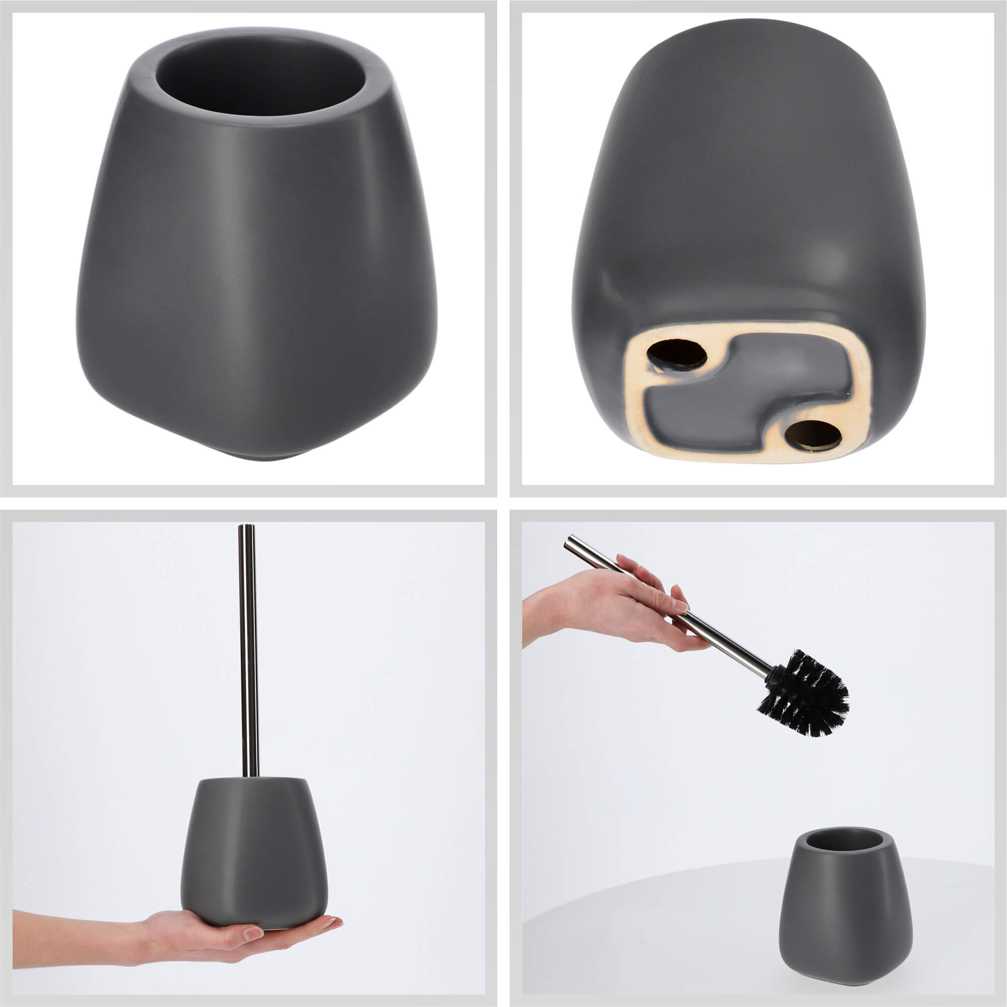 Szczotka WC Palmi 36 x 12 cm, szara 2 szt.