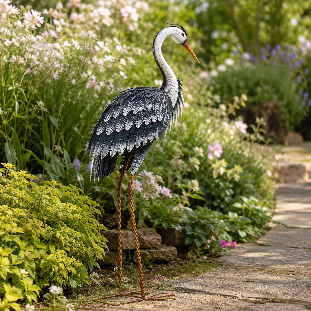 Figura ogrodowa Esson żuraw stalowa 110 cm