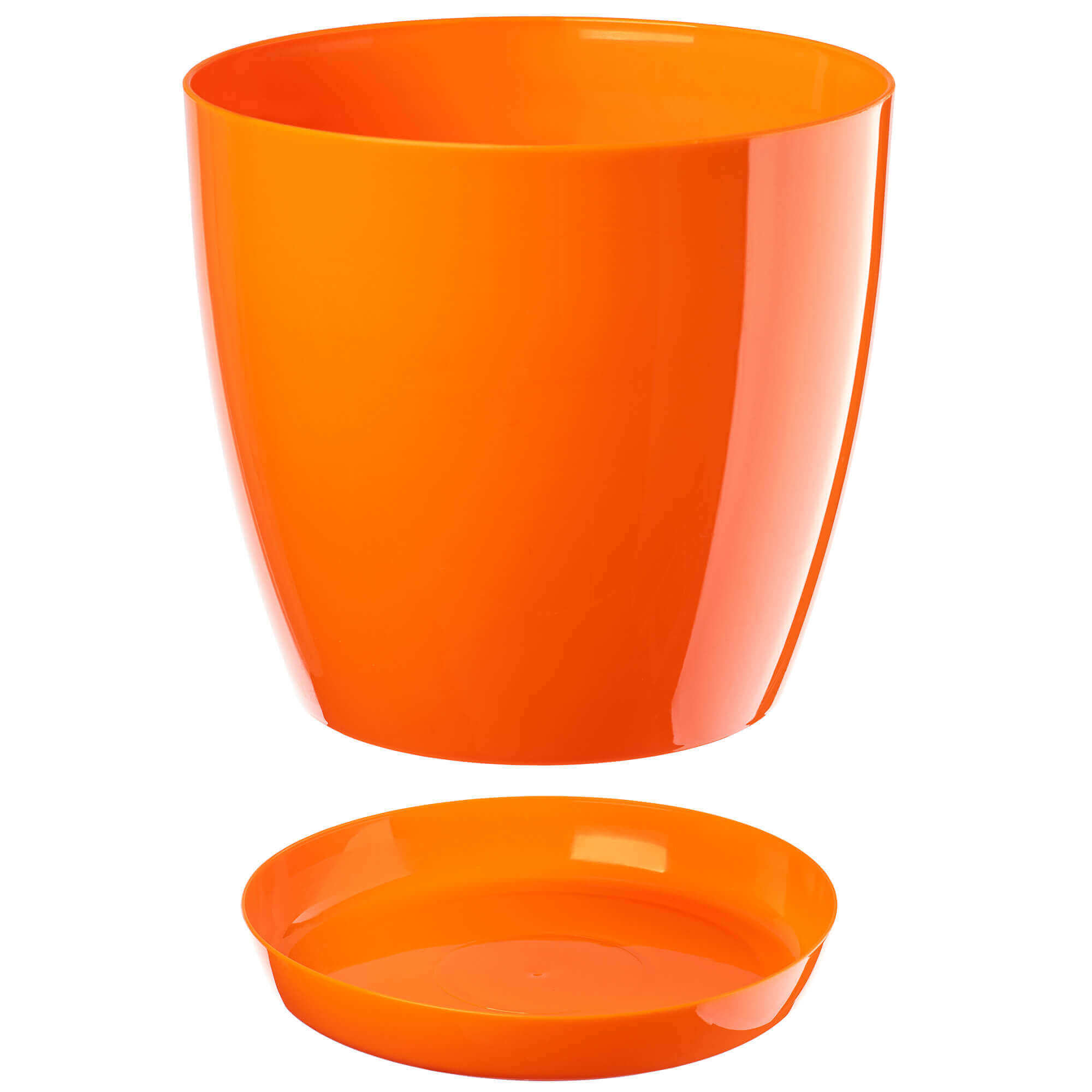 Doniczka na kwiaty z podstawką 18 cm, pomarańczowa
