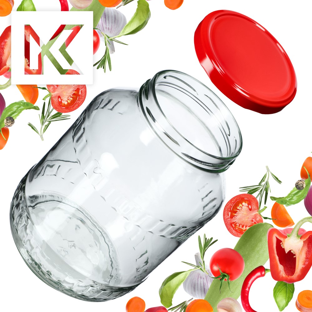 Szklany słój Albi 2,5L 100 mm + wieczko czerwone 2szt