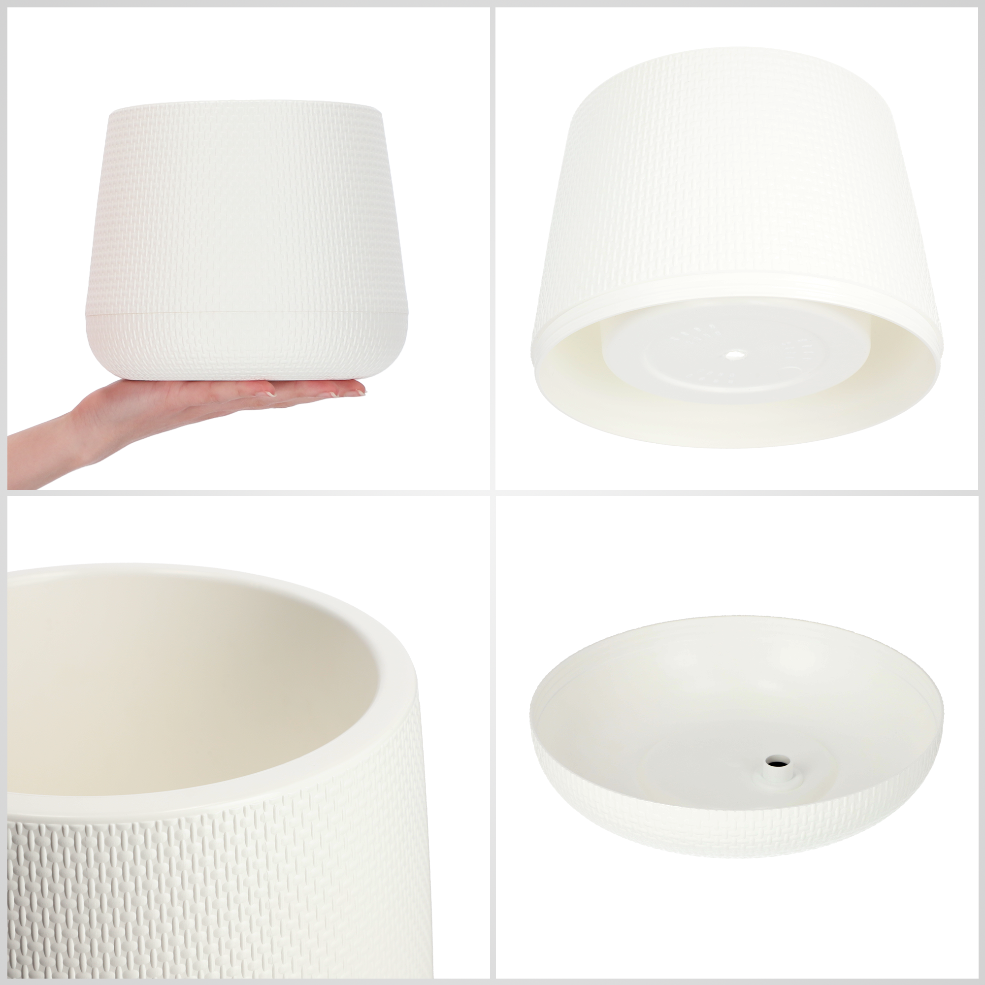 Doniczka z podstawką Peri 17 cm, biała