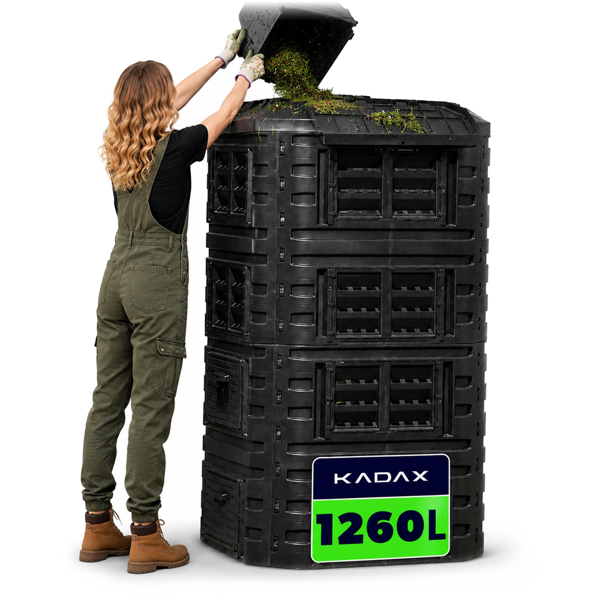 Kompostownik ogrodowy Nybro 1260L, czarny