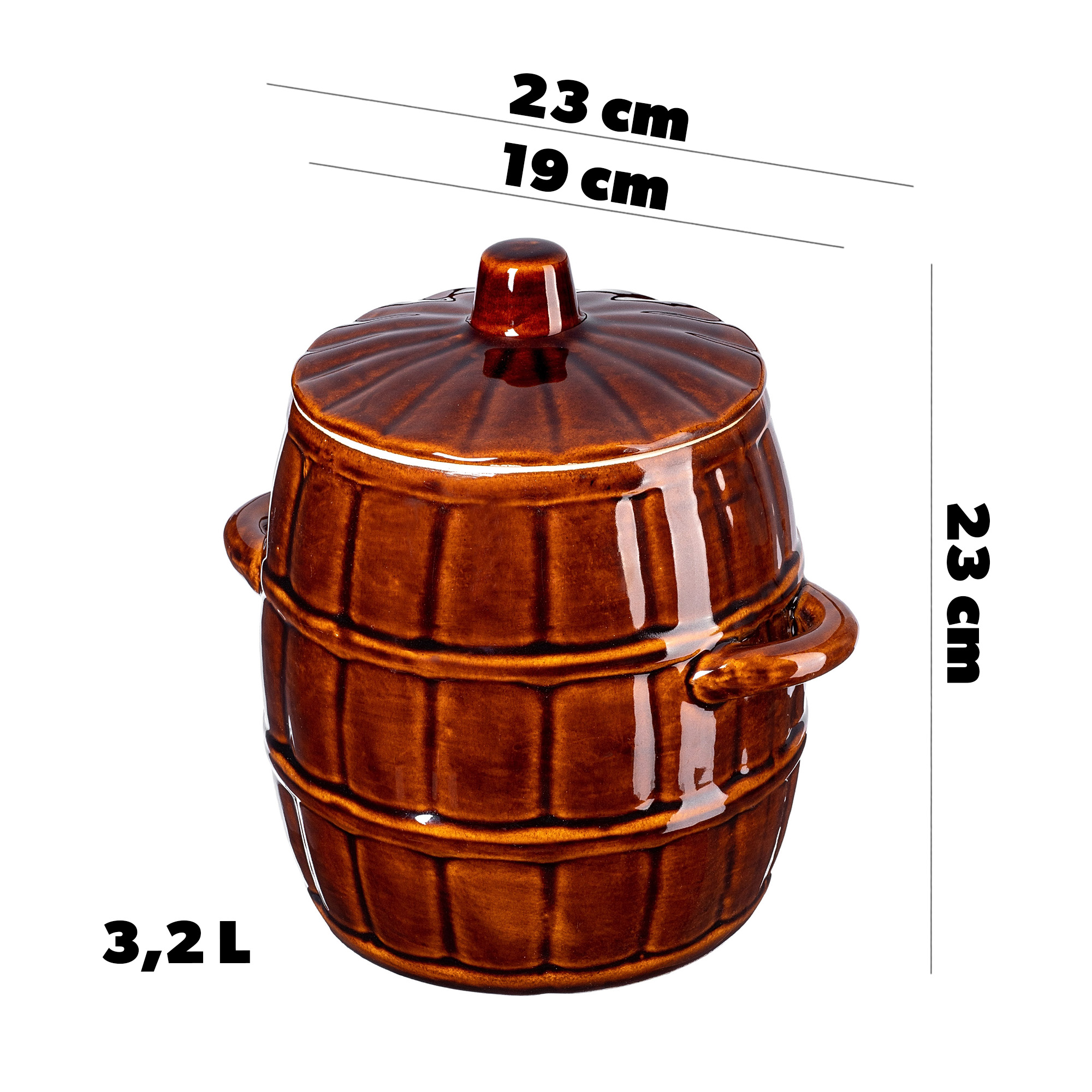 Beczka kamionkowa Helios 3.2L, z pokrywką
