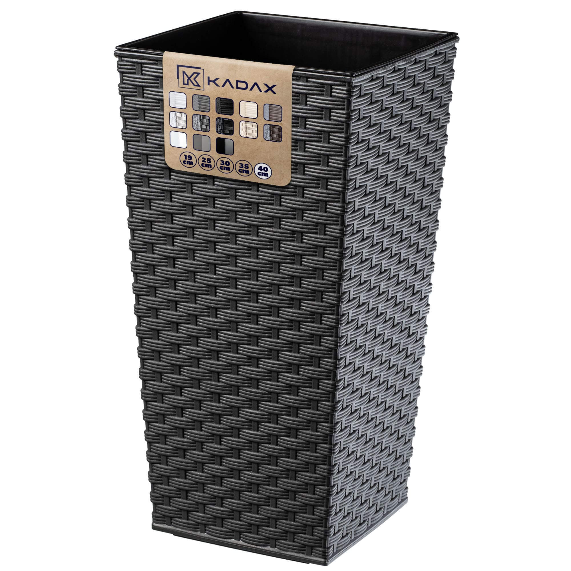 Donica na kwiaty z wkładem Pesaro rattan 40 cm, grafit