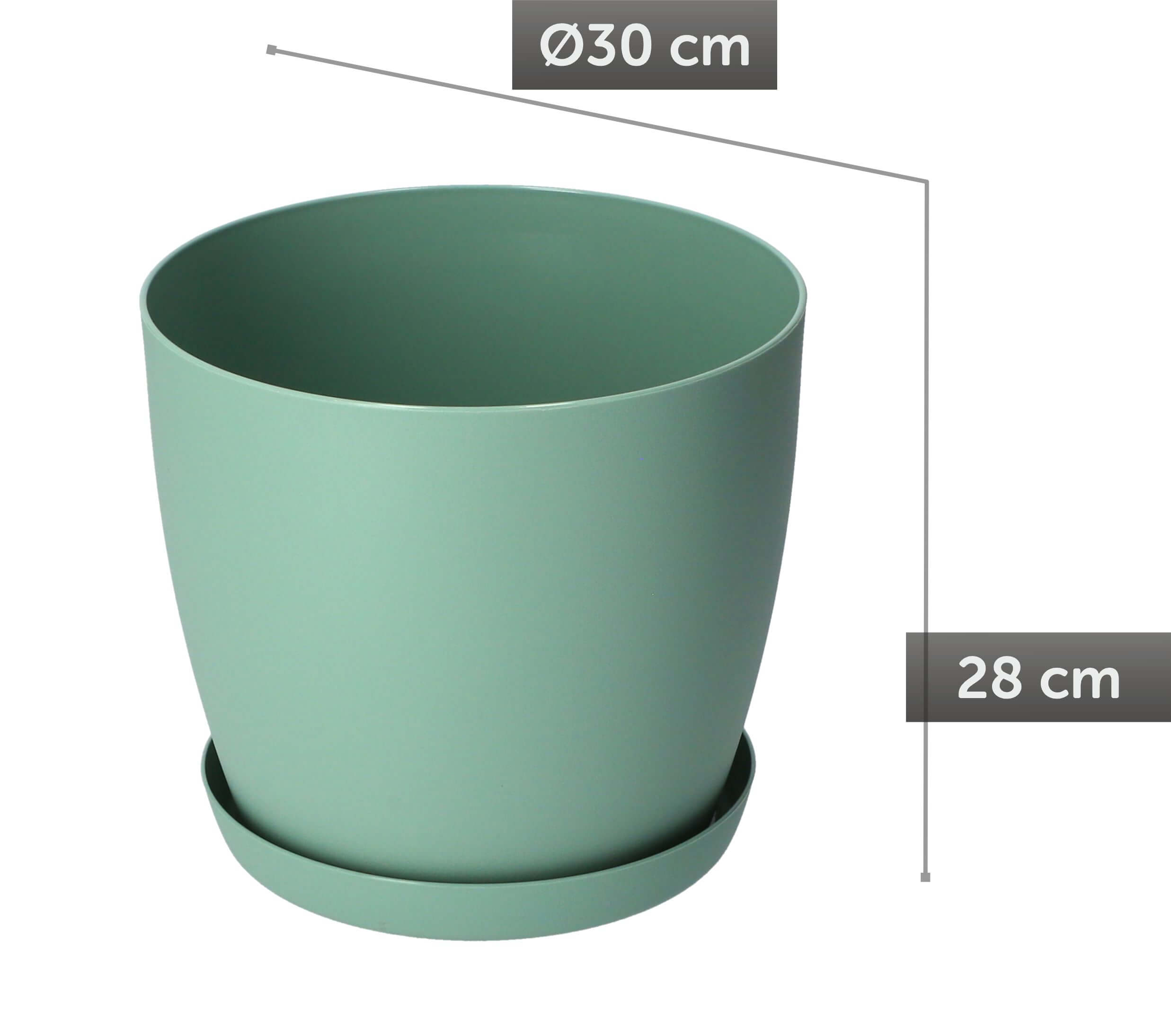 Doniczka Agen z podstawką 30 cm, matowa zielona