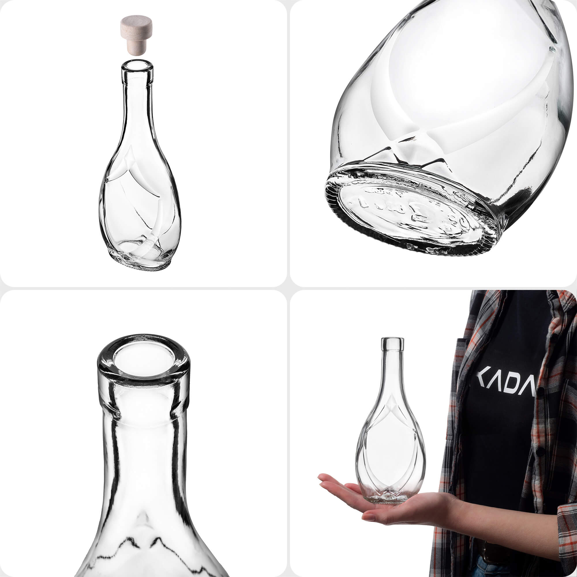 Szklana butelka na nalewkę Icona 250ml z korkiem syntetycznym 10 szt.