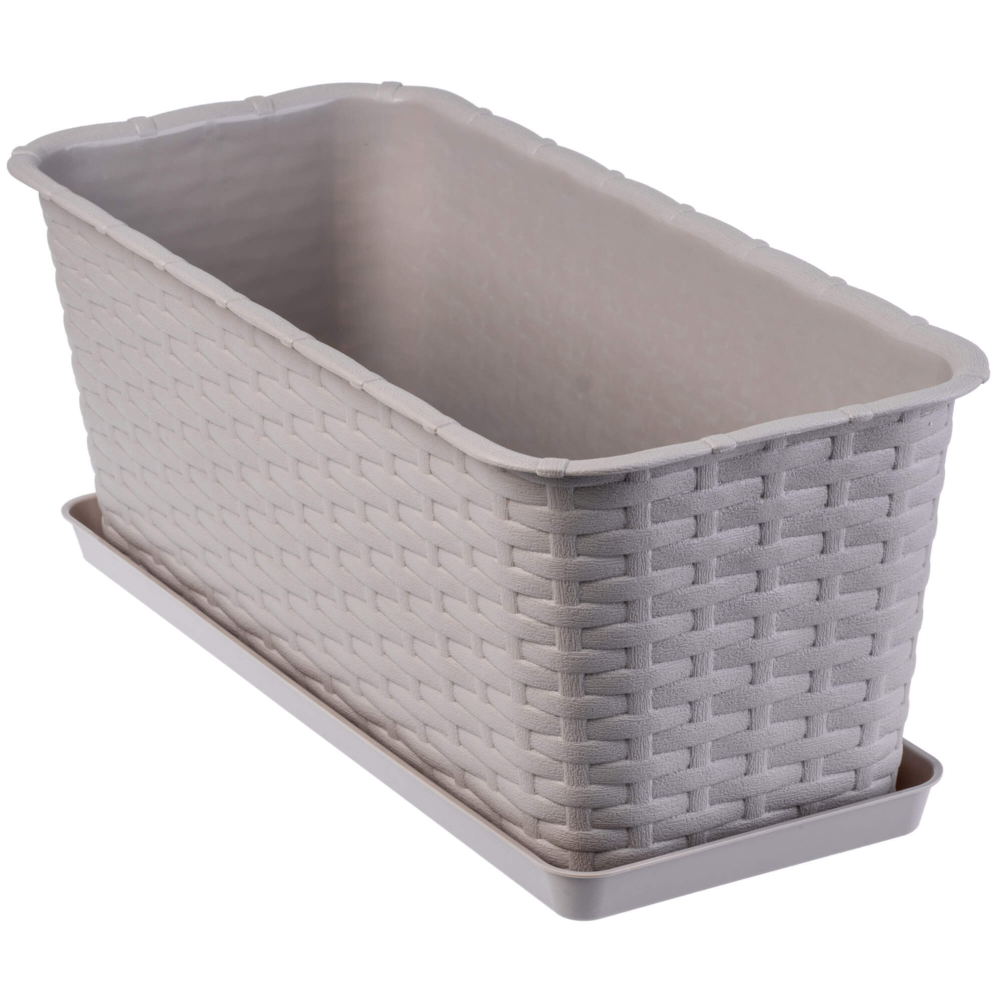 Doniczka balkonowa rattanowa z podstawką Frette 40 cm, karmelowa