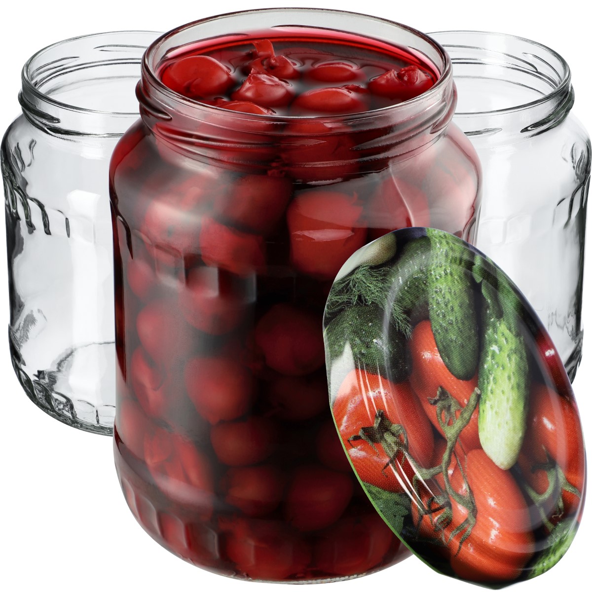 Słoiki na przetwory Jukka 720ml 16szt fi 82 mm + wieczka "Warzywa"