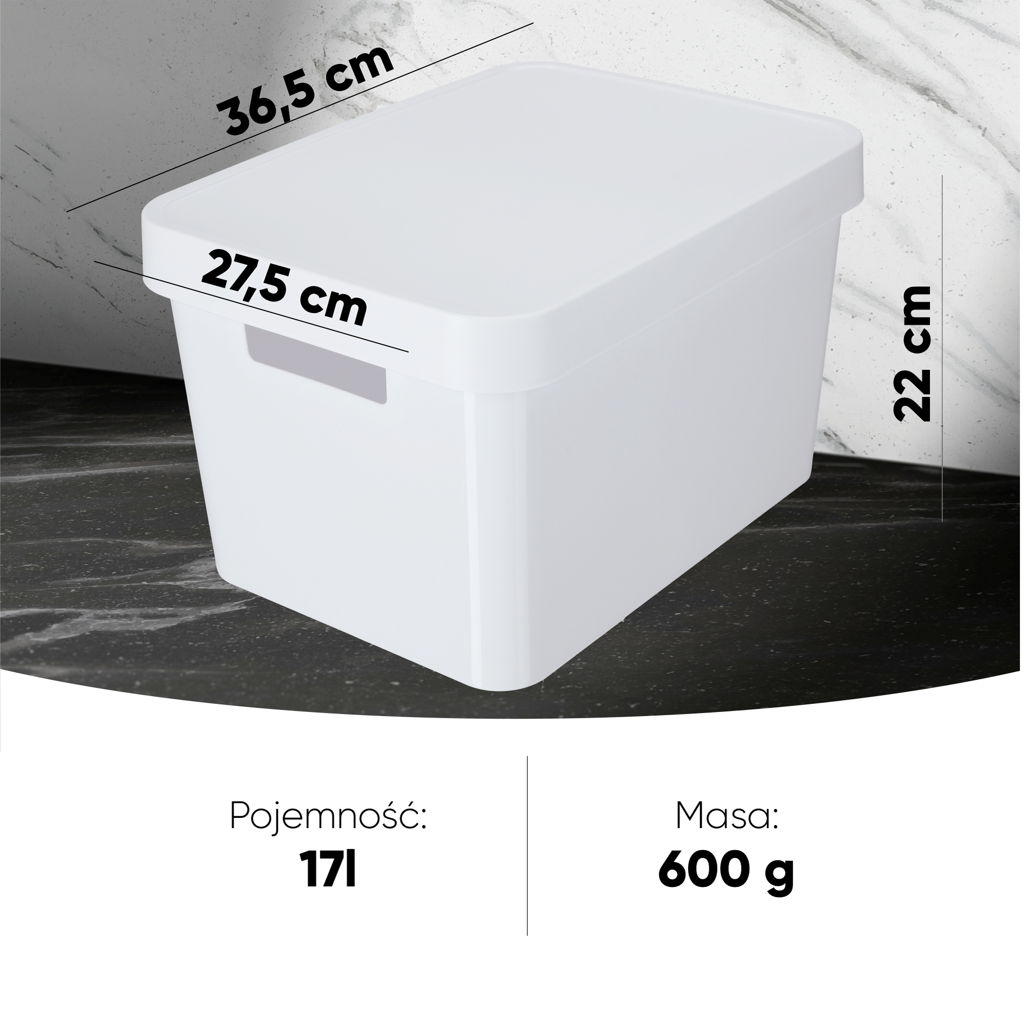 Pojemnik z pokrywką Curver Infinity 17L, biały