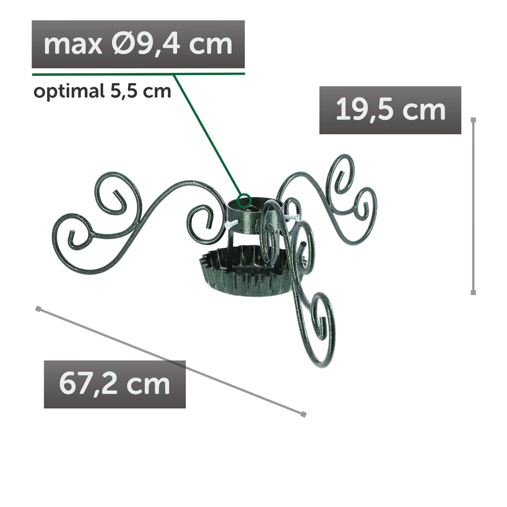 Stojak na choinkę stalowy 67cm zielony