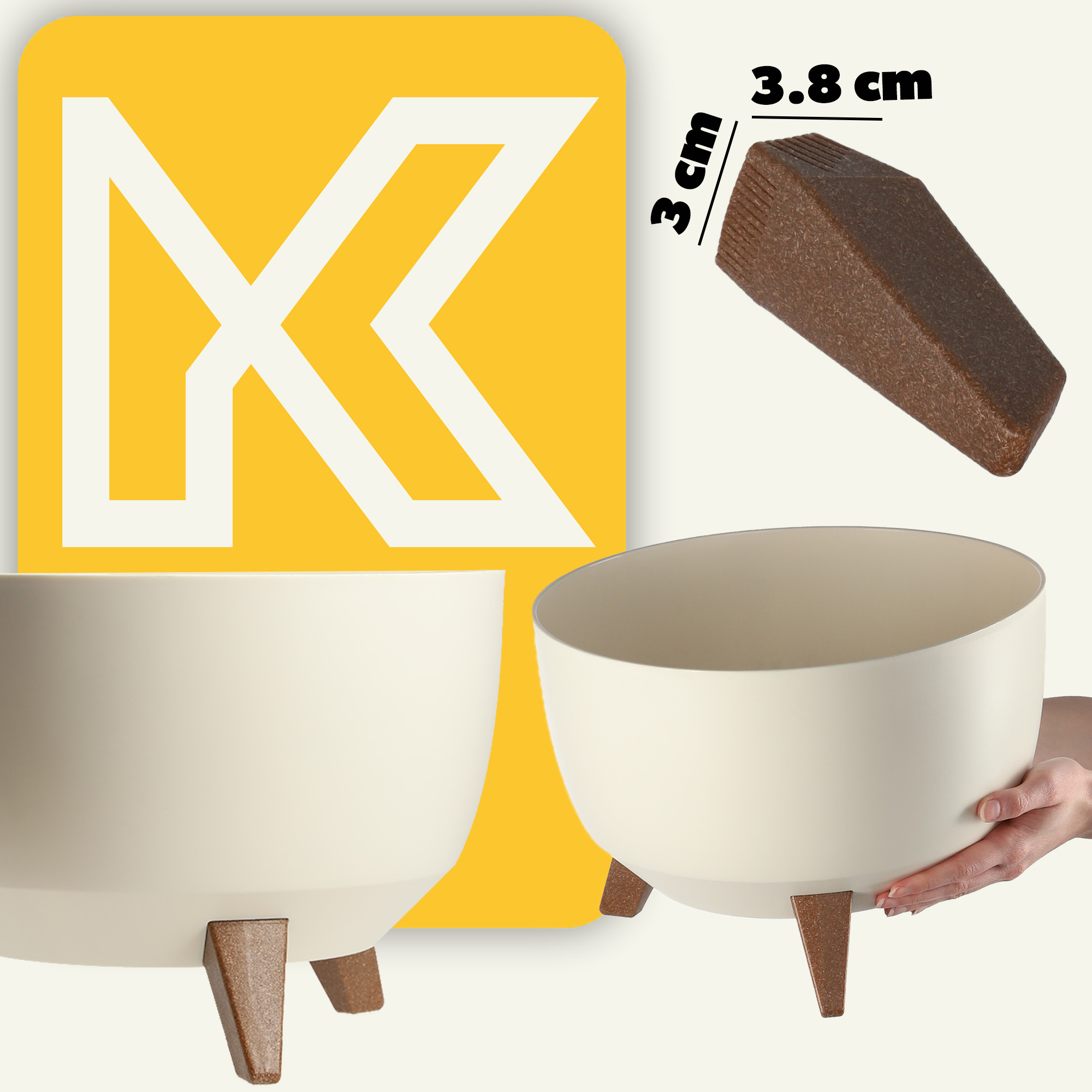 Misa na kwiaty z nóżkami Luri 32 cm, kremowa