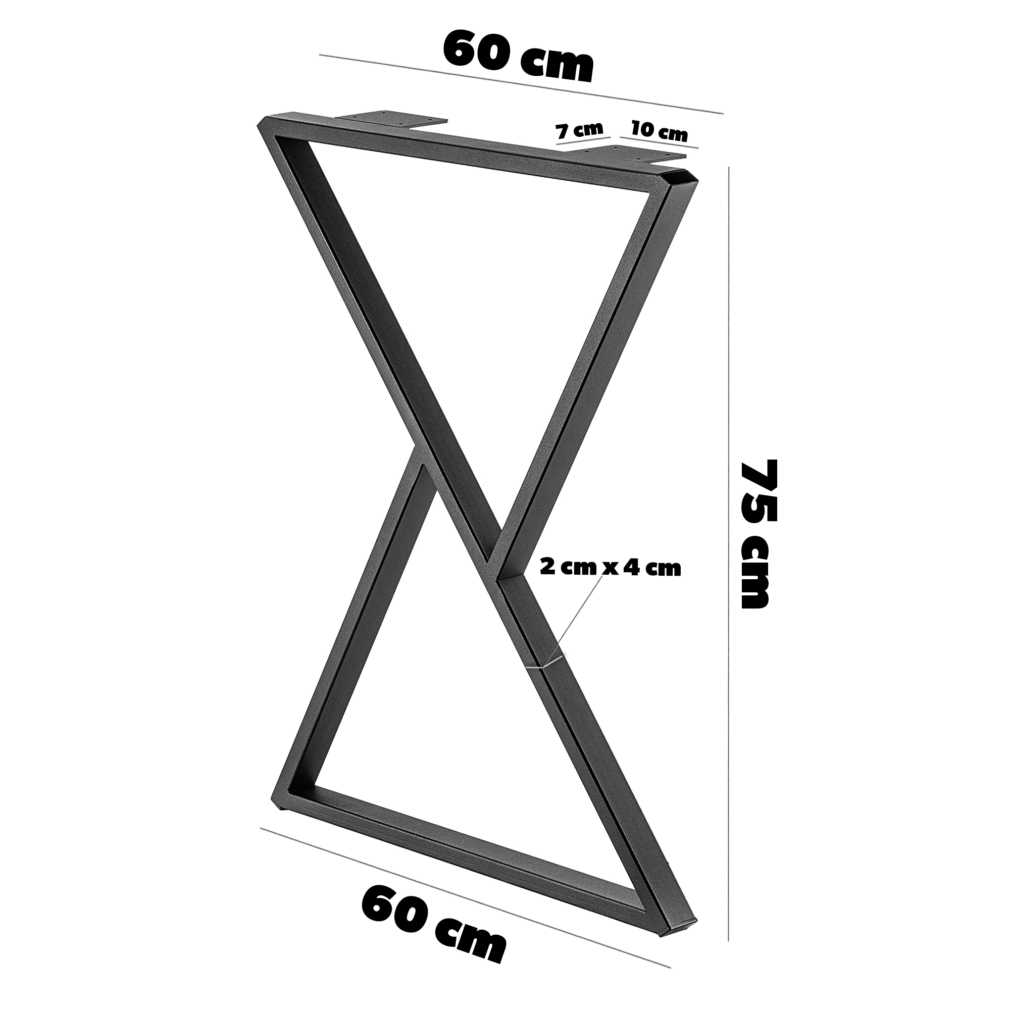 Nogi do blatu "X" Varetz 60 x 75 cm czarne