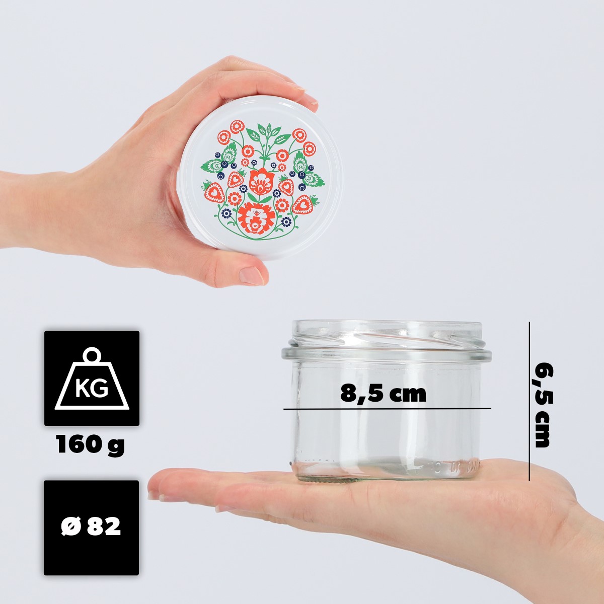 Słoiki na przetwory Tartu 235ml 10szt fi 82 mm + wieczka "Folklor"