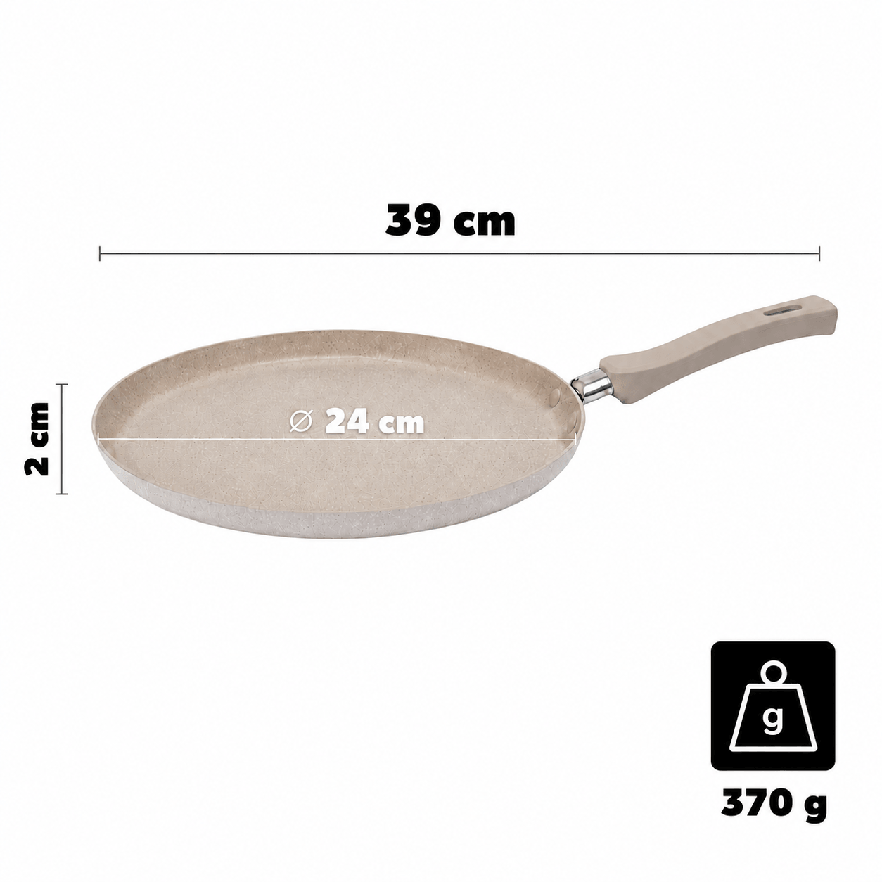 Patelnia do naleśników 24 cm, beżowa